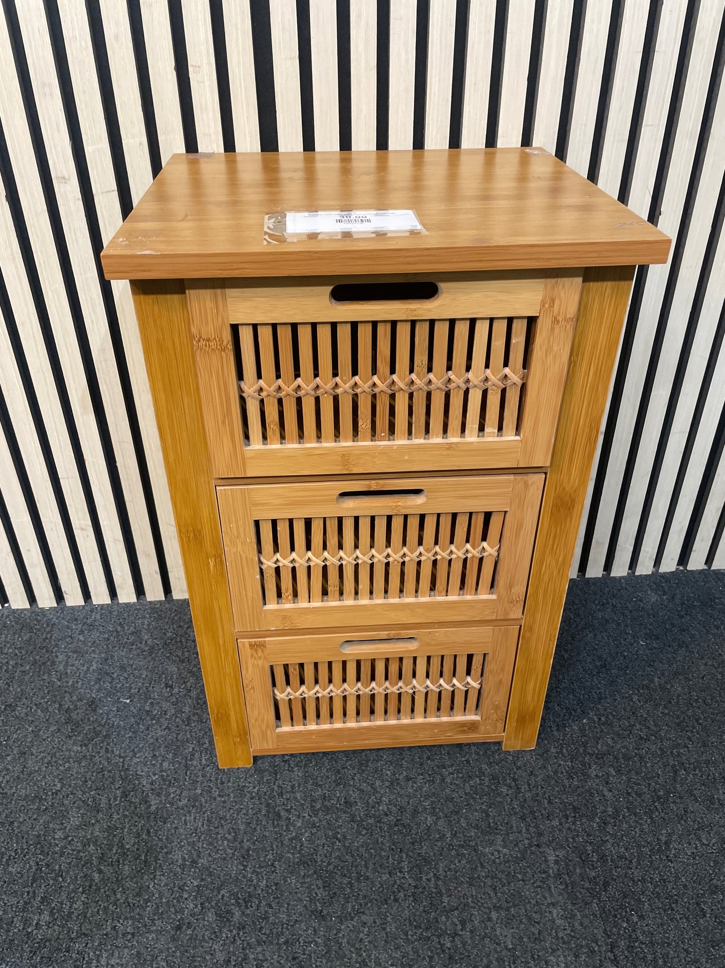 3 drawer rattan effect plain frame bedside locker 3126
