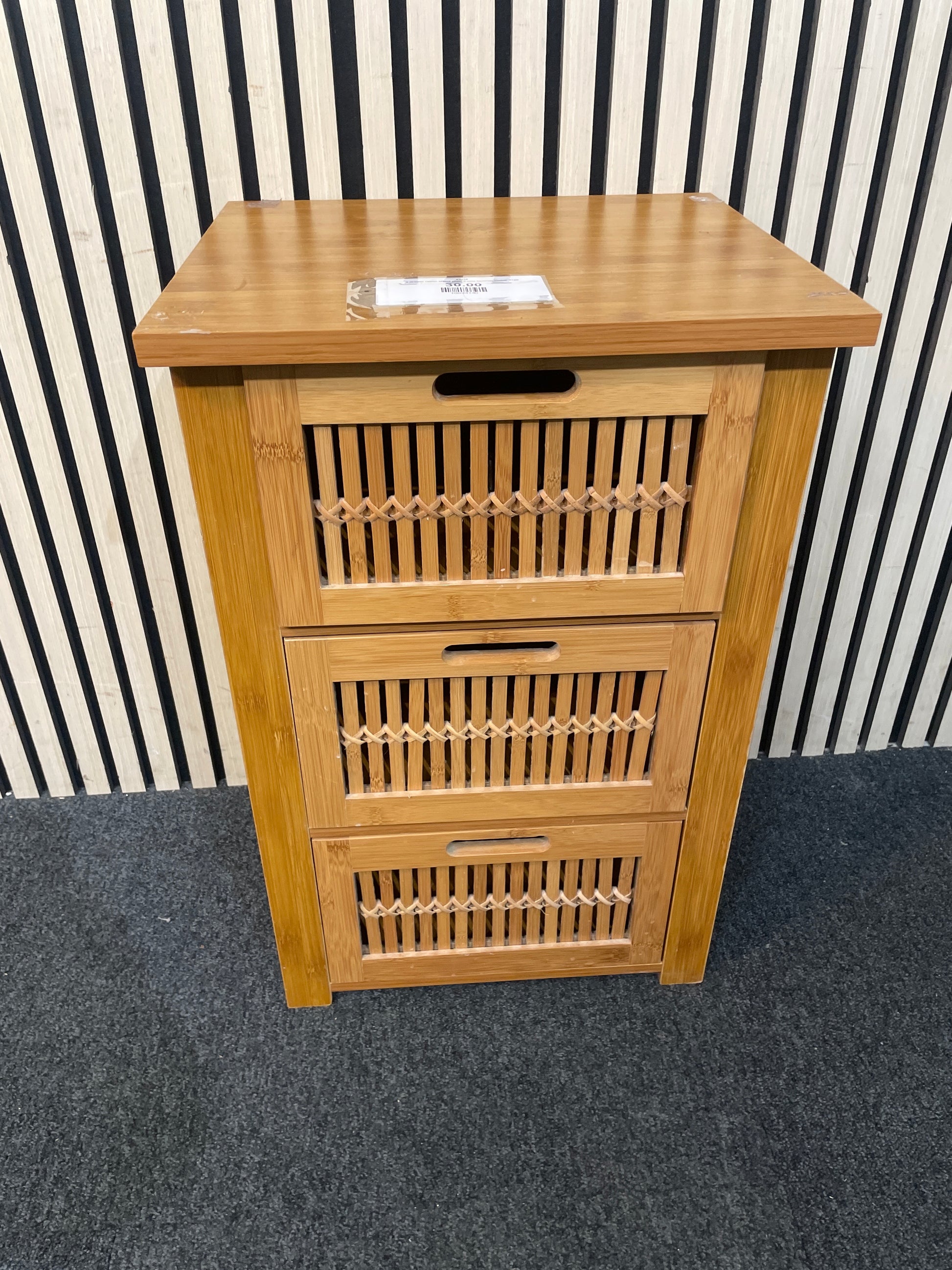 3 drawer rattan effect plain frame bedside locker 3126