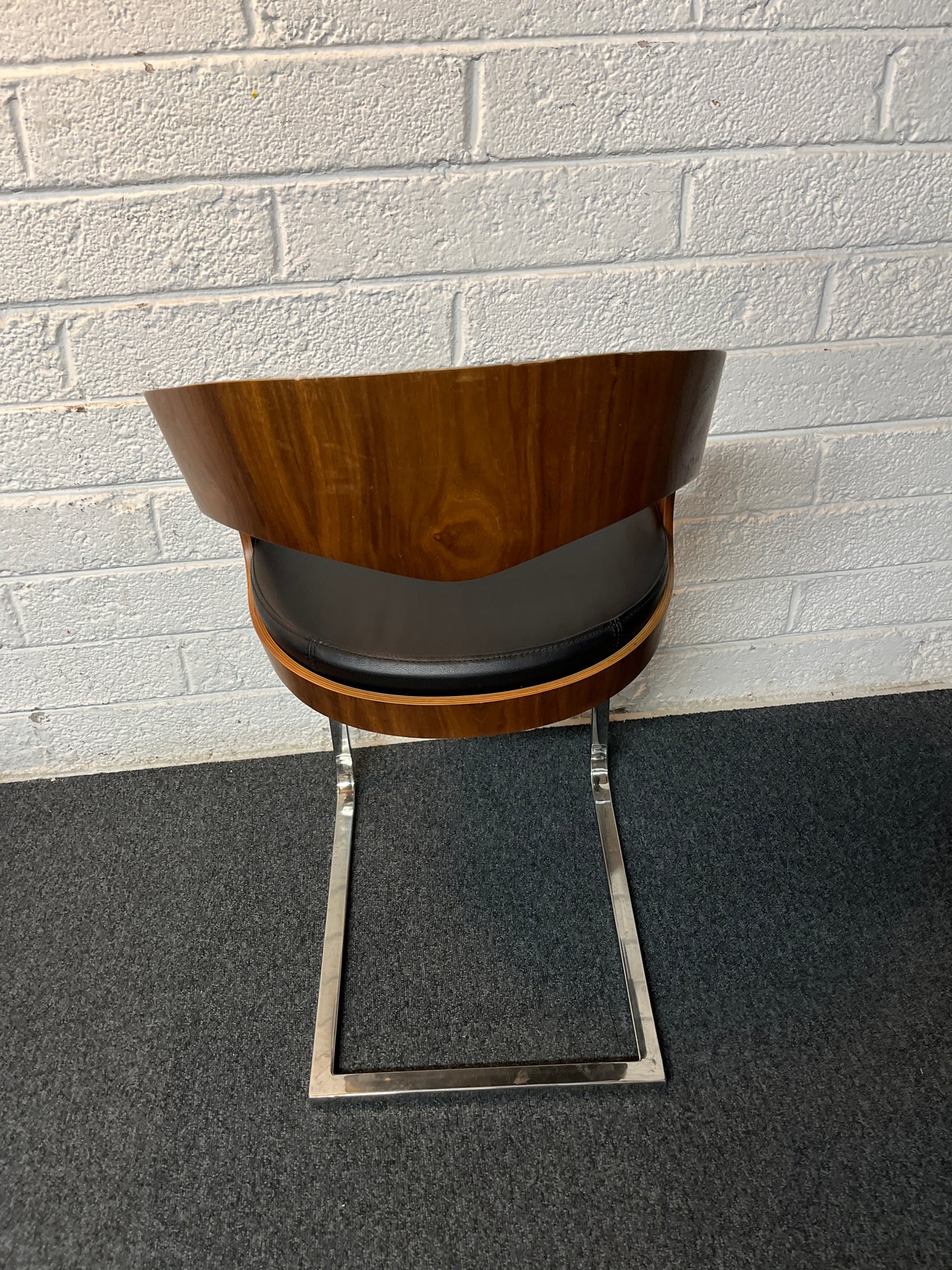 SECONDHAND  Maple and black leatherette meeting chair