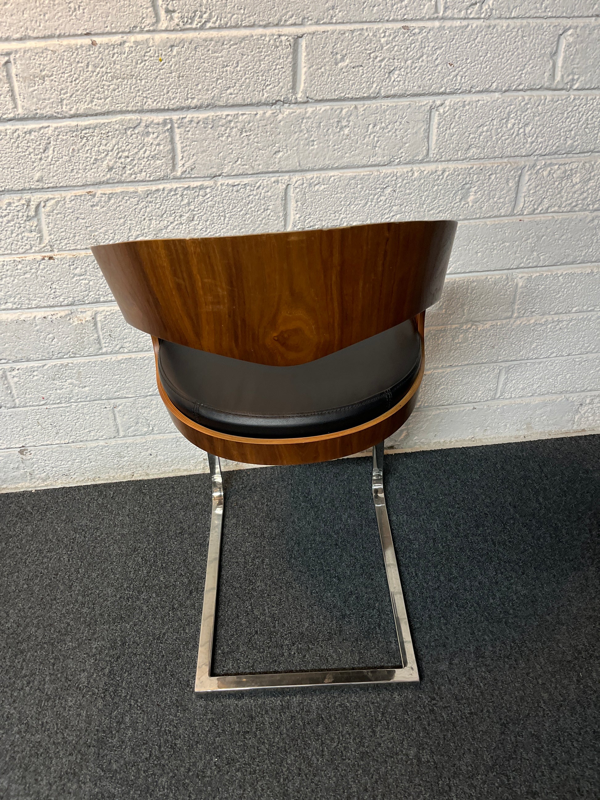 SECONDHAND  Maple and black leatherette meeting chair