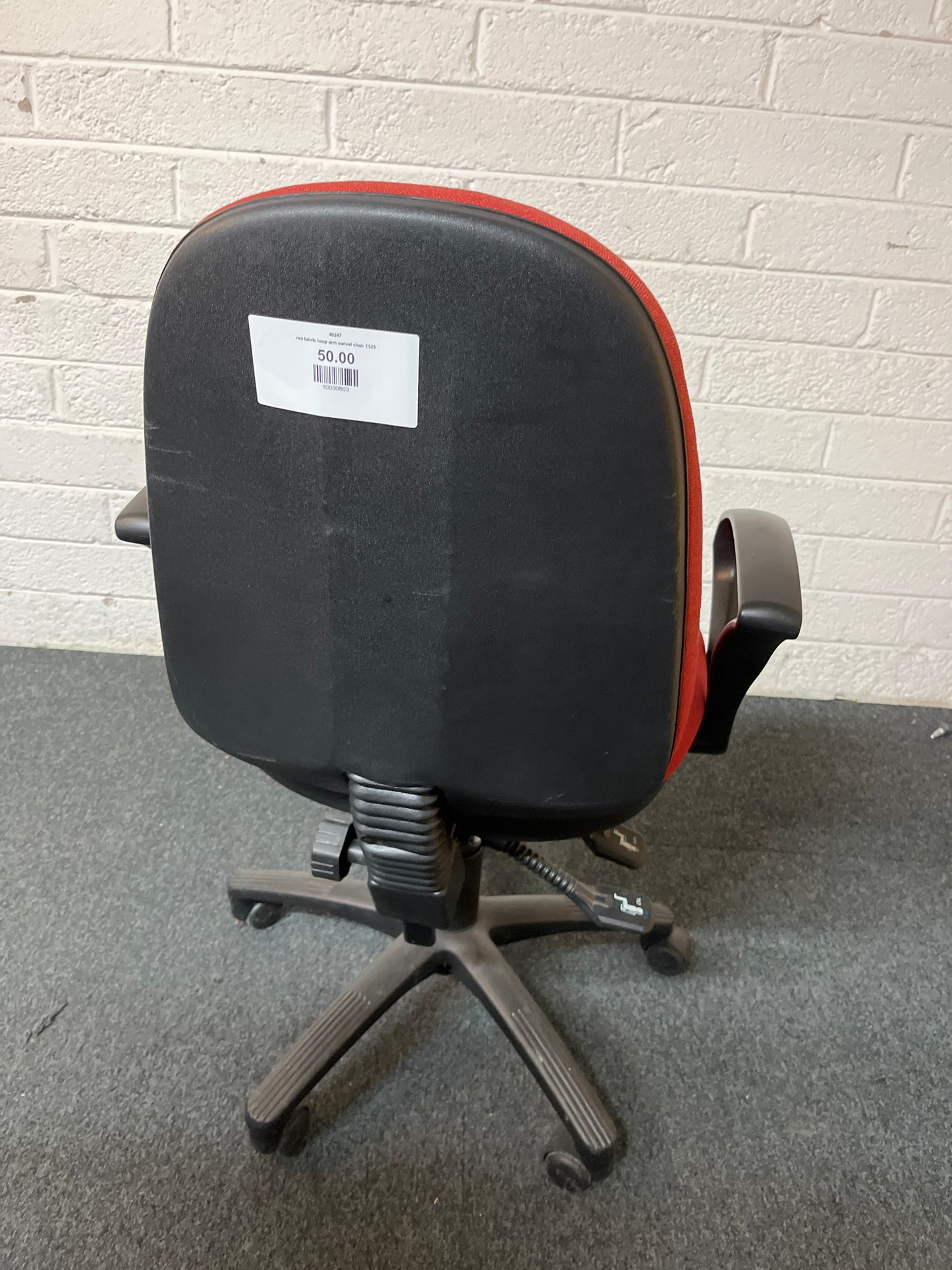 red fabric loop arm swivel chair 1325
