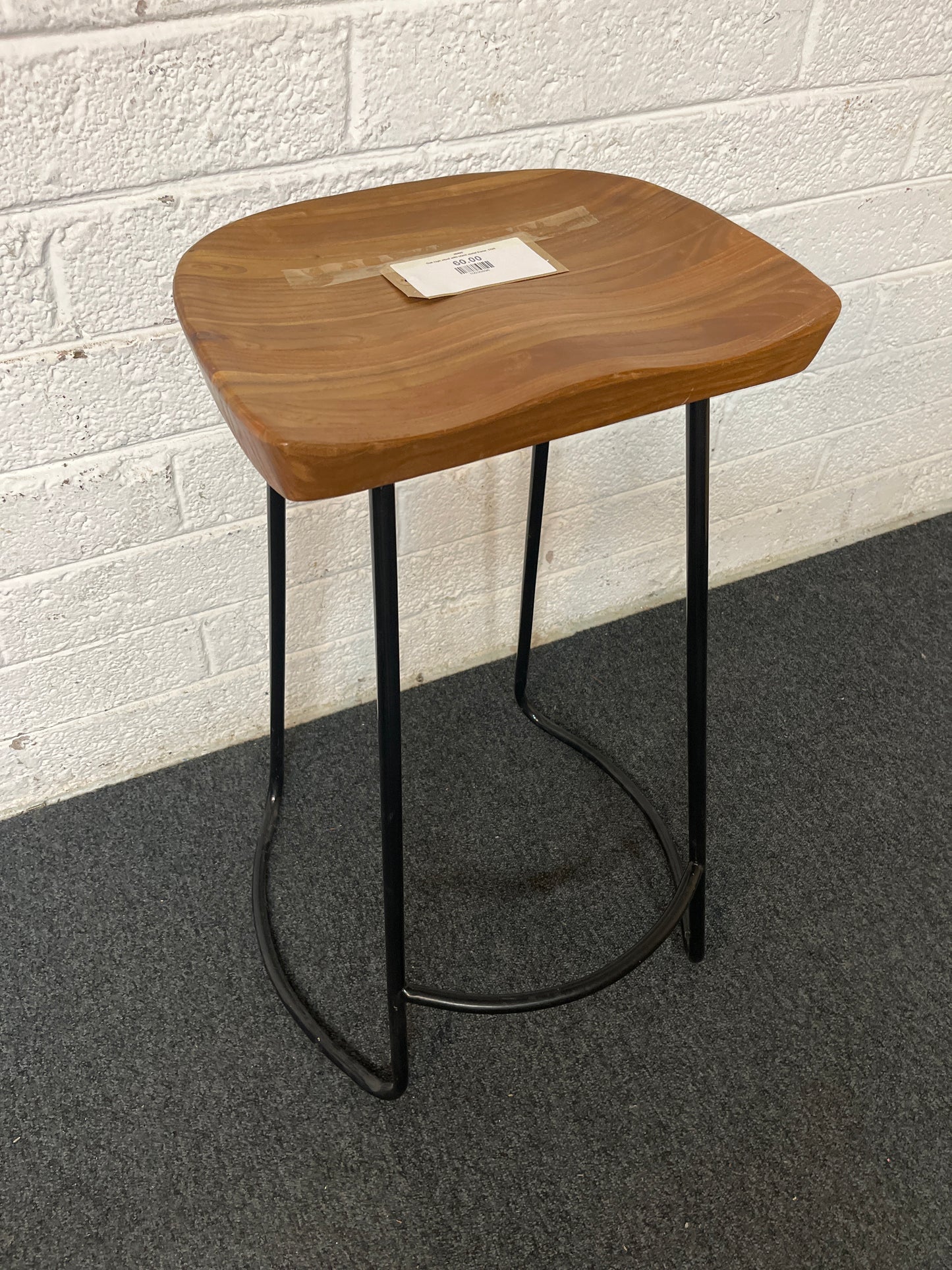 Oak high stool with black metal frame  1325