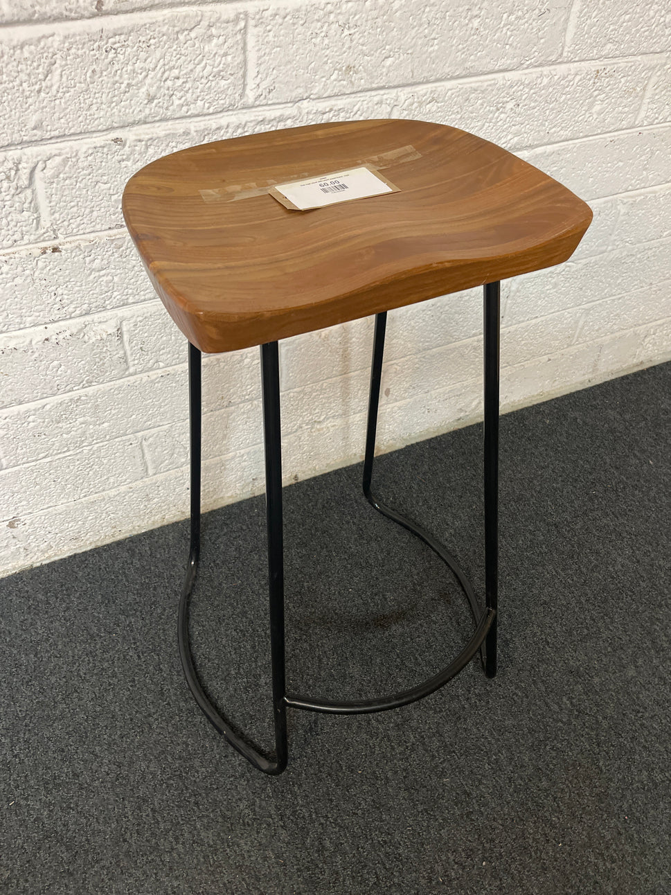 Oak high stool with black metal frame  1325