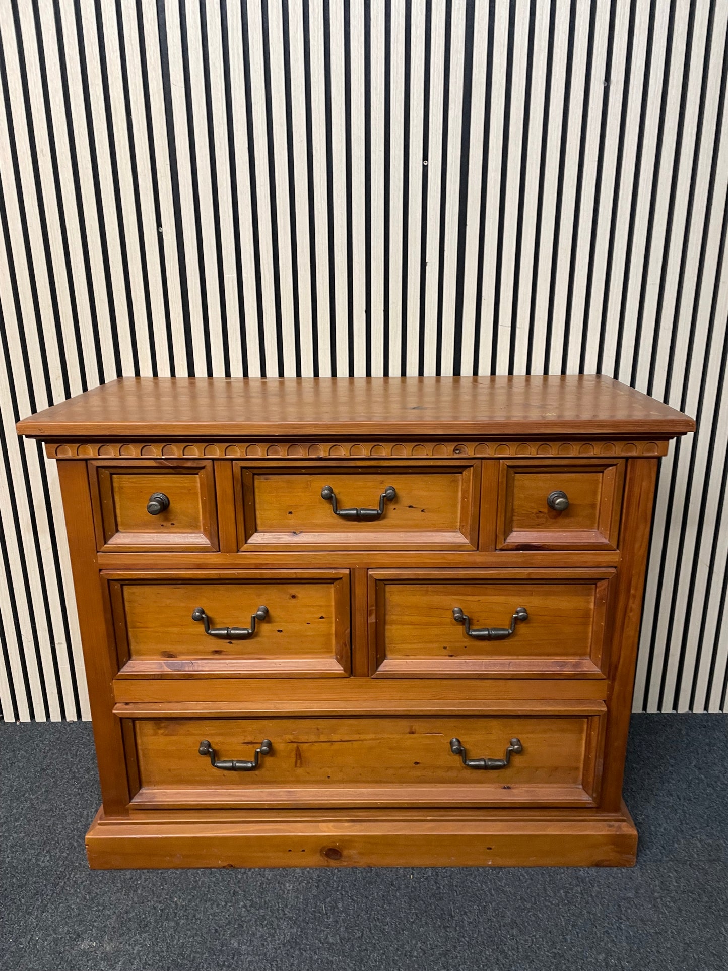 Solid natural pine 1+2+3 large chest of drawers (H 91 x W 110 x D 50 cm) 2425