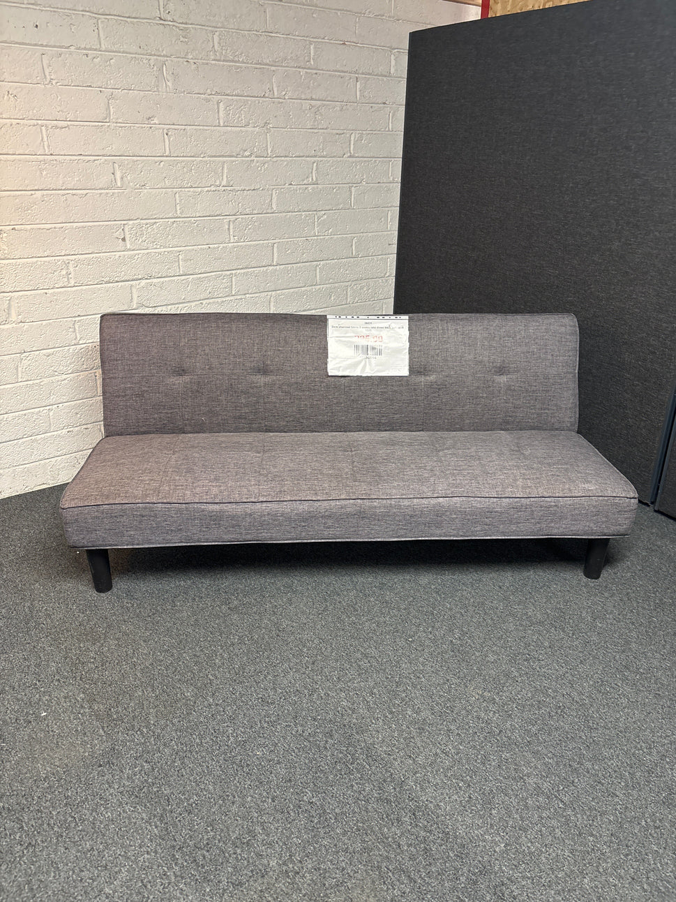 Dark charcoal fabric 2 seater fold down back sofa bed  1225