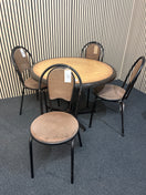 Switch Circular black trim kitchen table with 4 no. black tubular metal framed, brown fabric seat chairs 1425 2 image