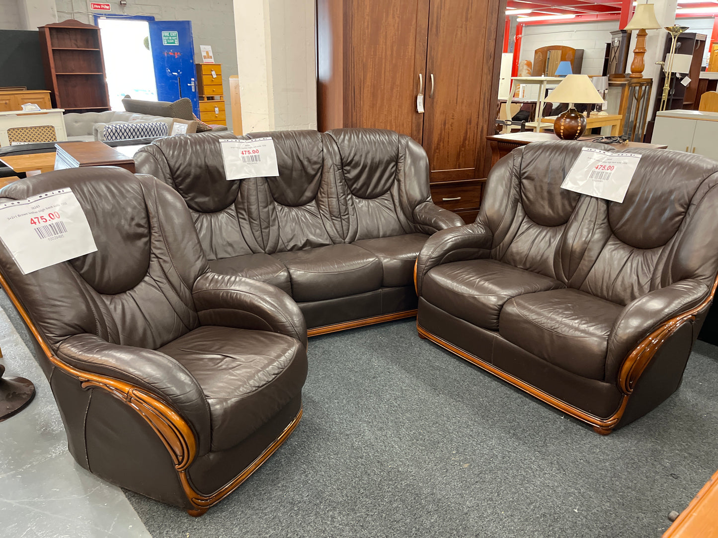 3+2+1 Brown leather high back suite  1225