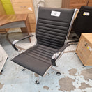 Switch Bari high back executive chair with fixed chrome arms - black faux leather 2 image