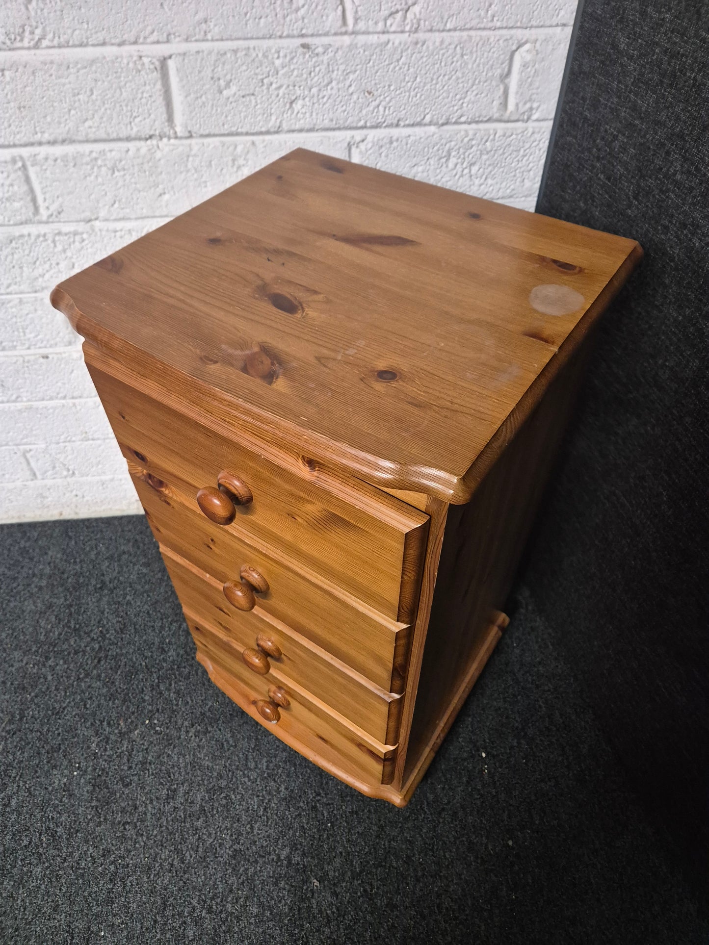 Solid pine 4 drawer Tallboy (H 850 x W 460 x D 450 mm) 3125