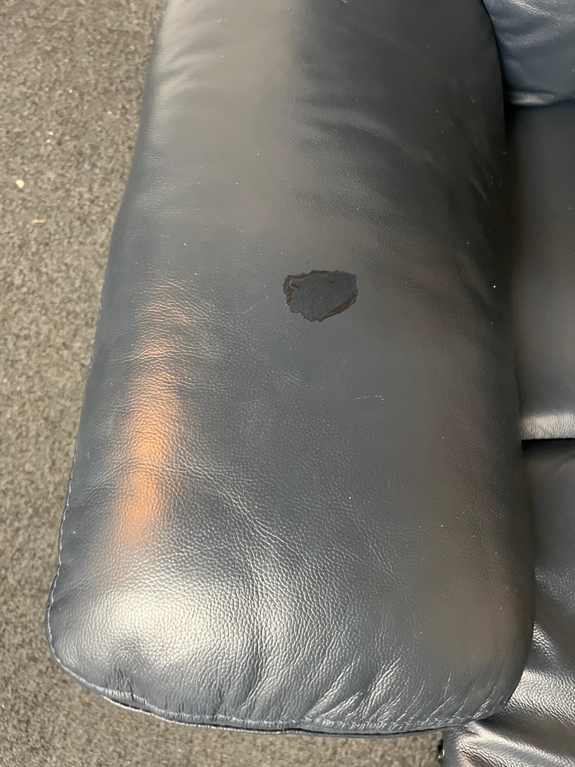 Real navy leather recliner armchair 1325