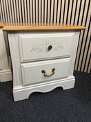 Switch White nightstand with floral detailing and two drawers 2 image