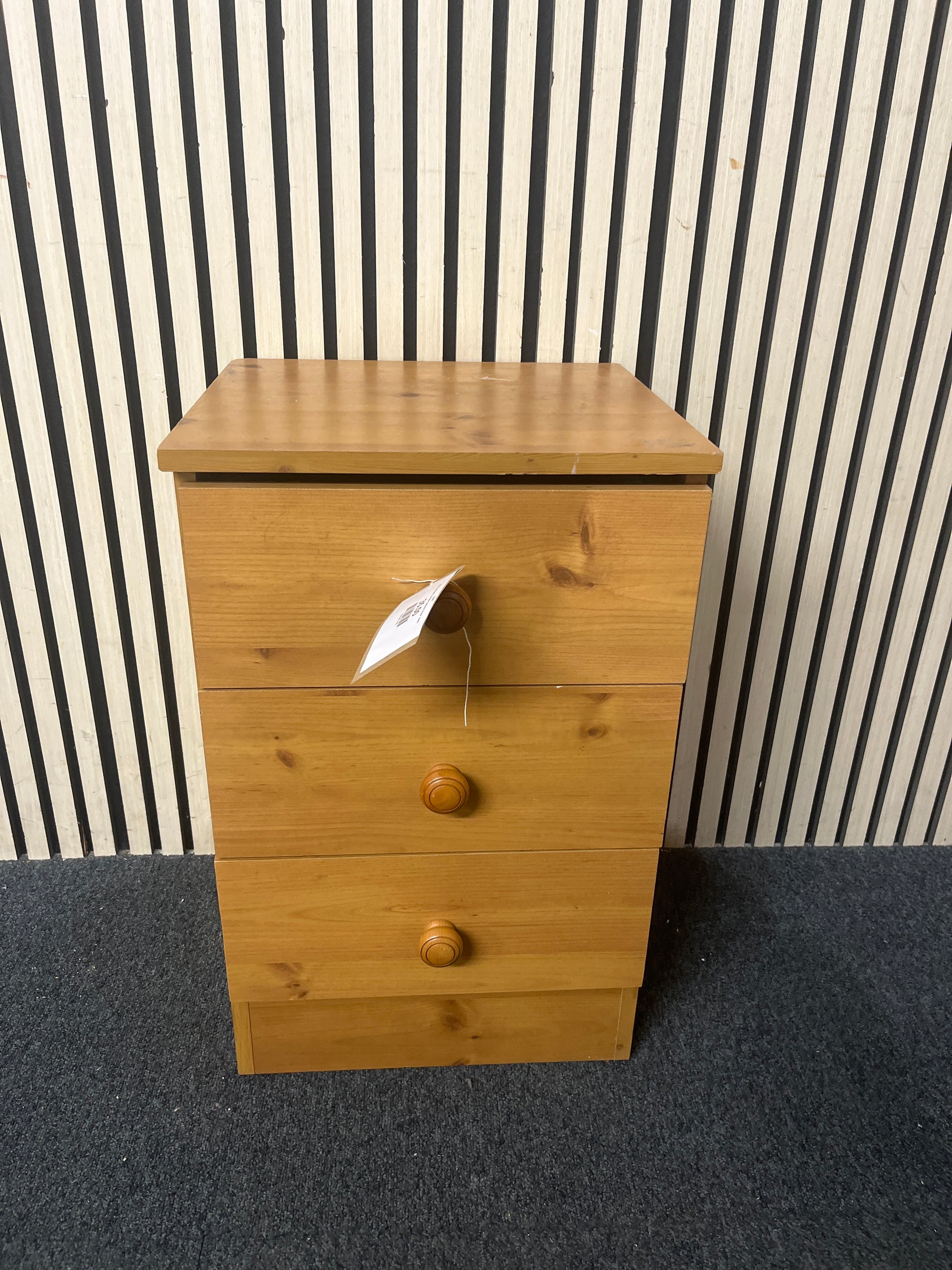 Pine laminate 3 drawer bedside locker  43897