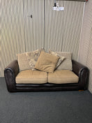 Switch 2 Seater sofa brown leatherette framed, brown mix fabric cushions 1126 2 image