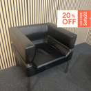 Black faux leather tub chair with chrome legs   44143