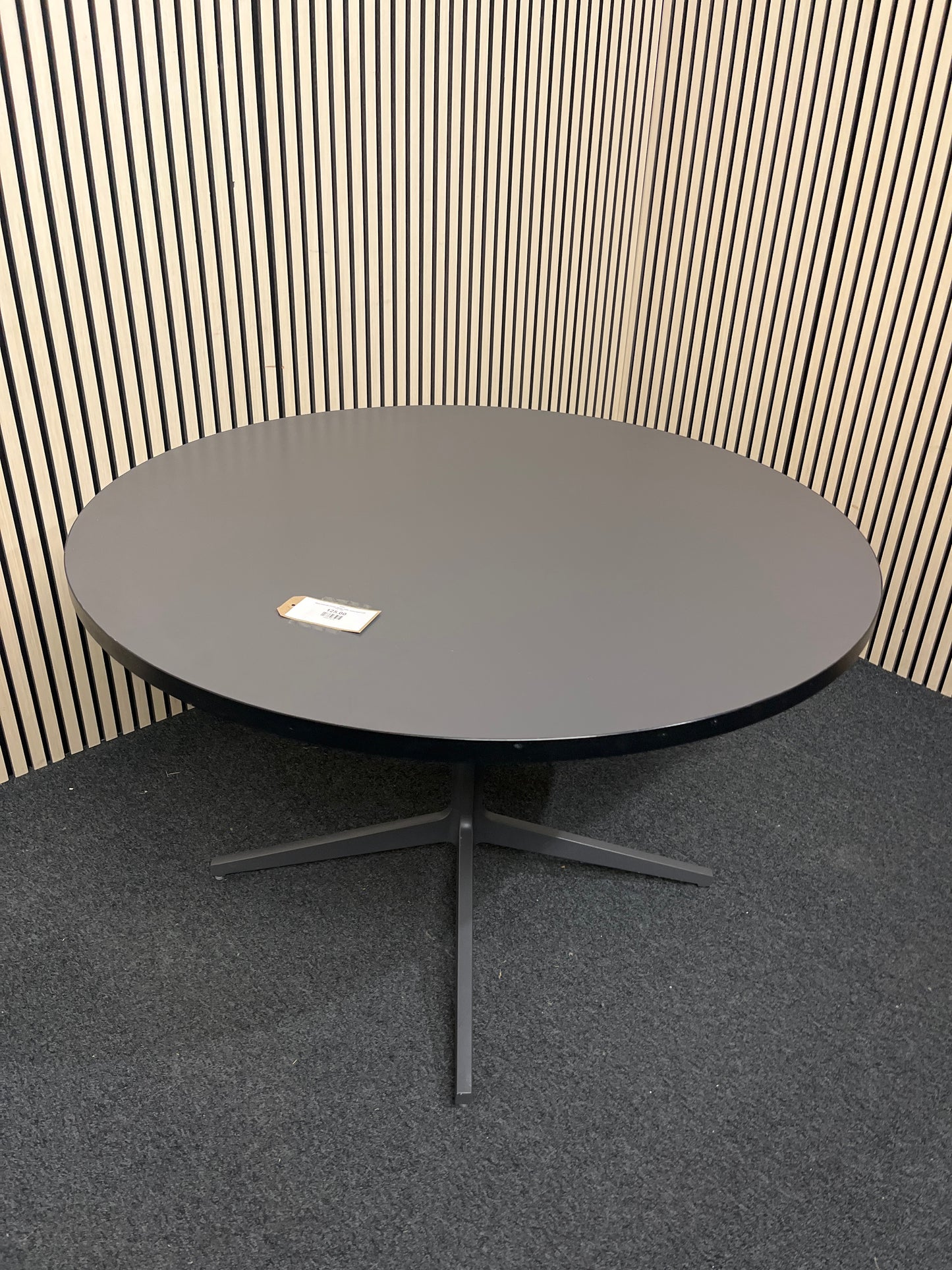 Black laminate circular kitchen table, central base (120 cm) 1425