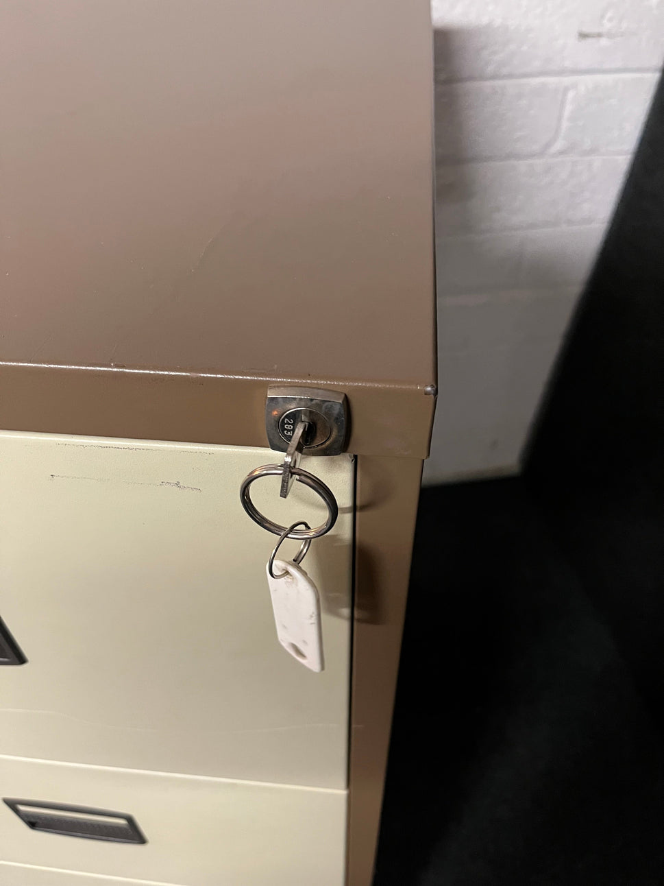 SECONDHAND Coffee and cream  3 door filing cabinet