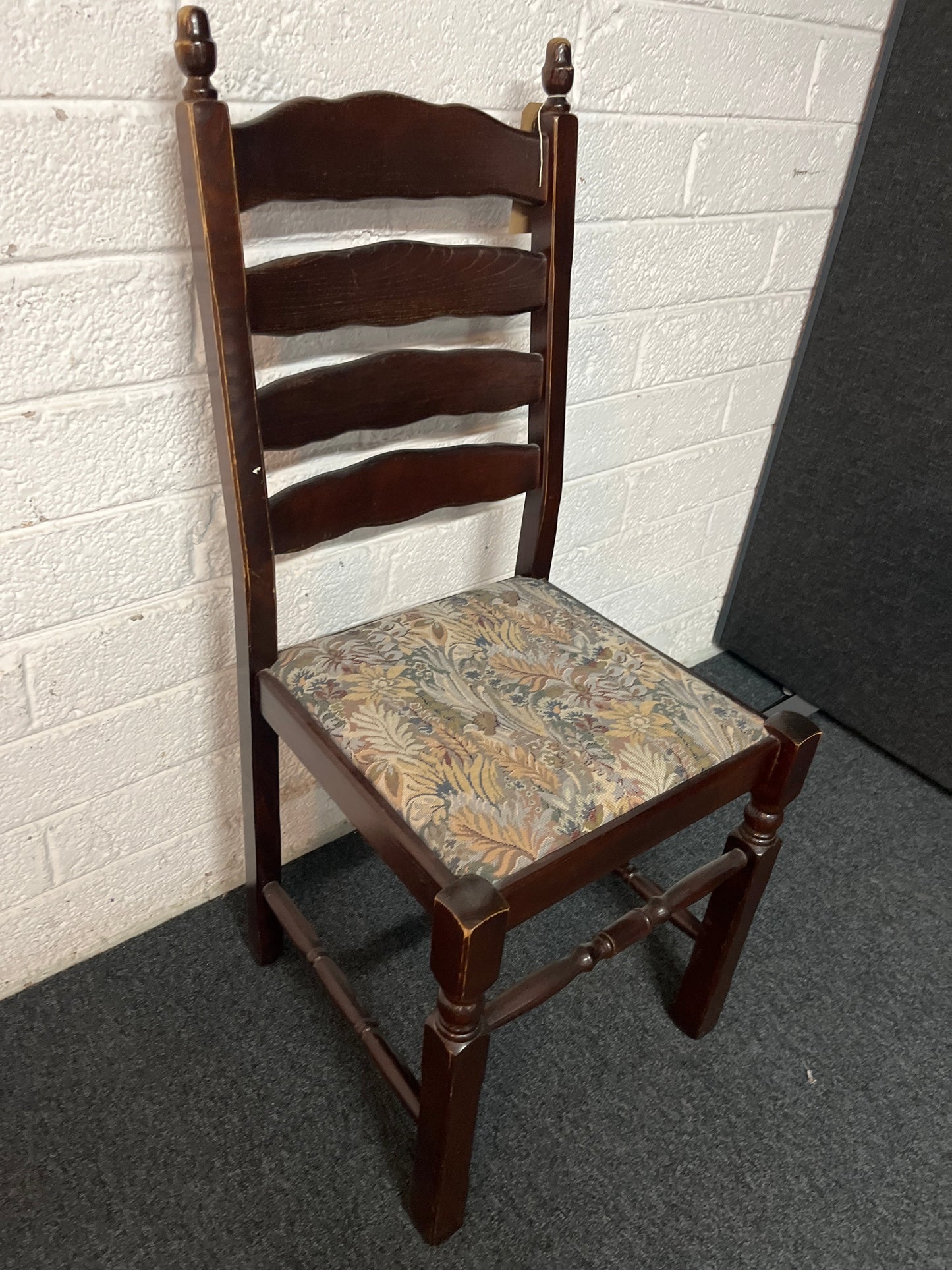 Mahogany framed mixed fabric seat dining chair 3125