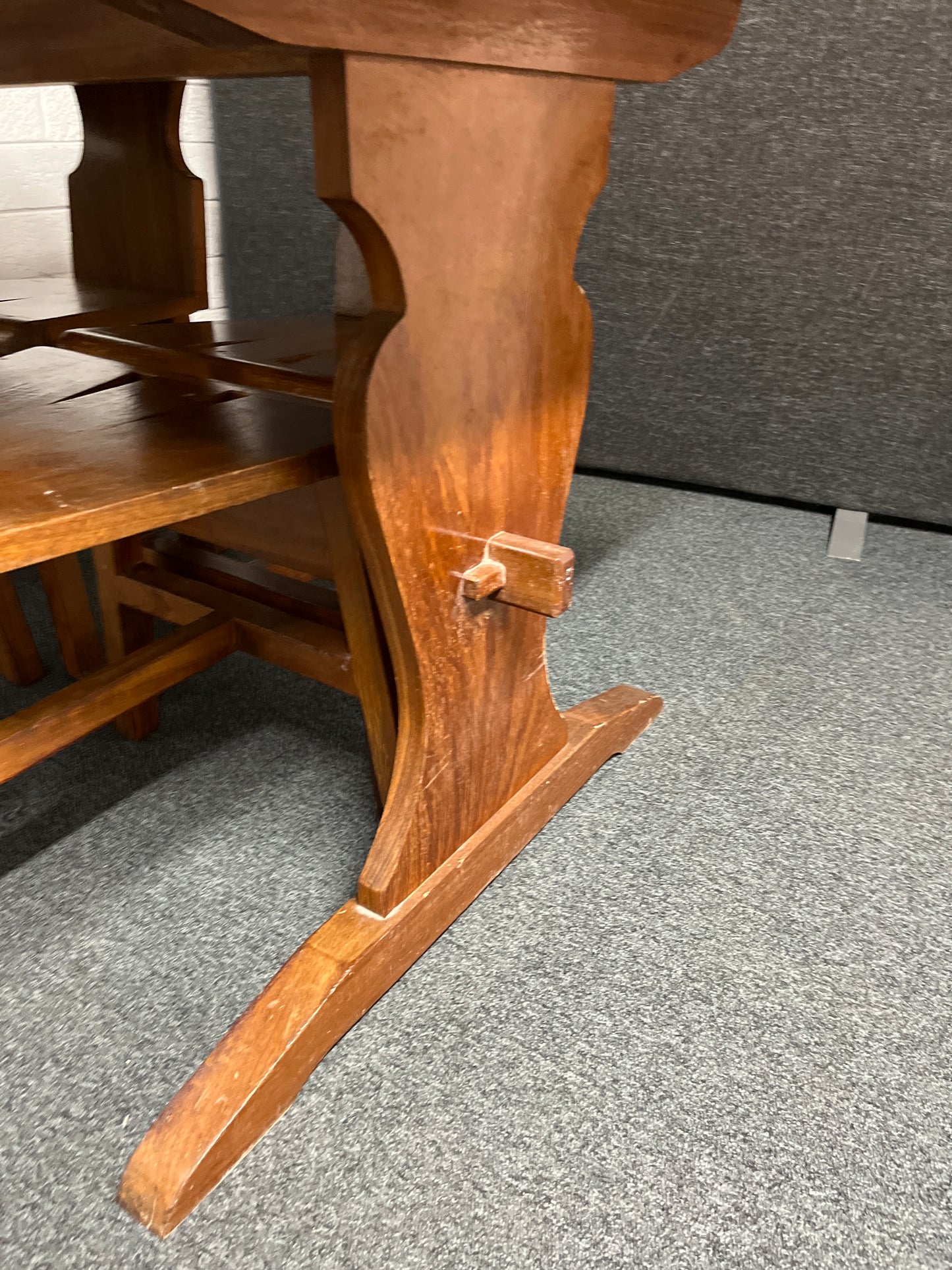 Solid teak rectangular kitchen table (L 150 x W 75 cm)with 4 no. ornate matching chairs 2225