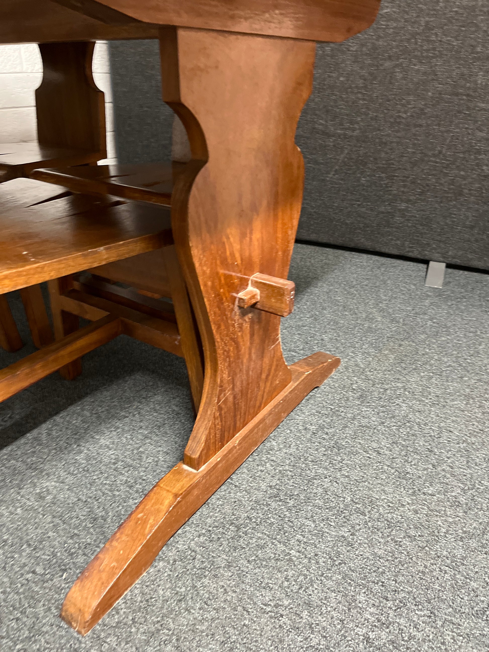 Solid teak rectangular kitchen table (L 150 x W 75 cm)with 4 no. ornate matching chairs 2225