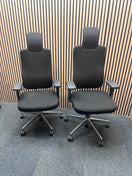Vitra Headline high back Executive office swivel chair with integrated headrest and adjustable Lumbar support, polished chrome frame and heigh adjustable arms on a polished chrome 5 star base