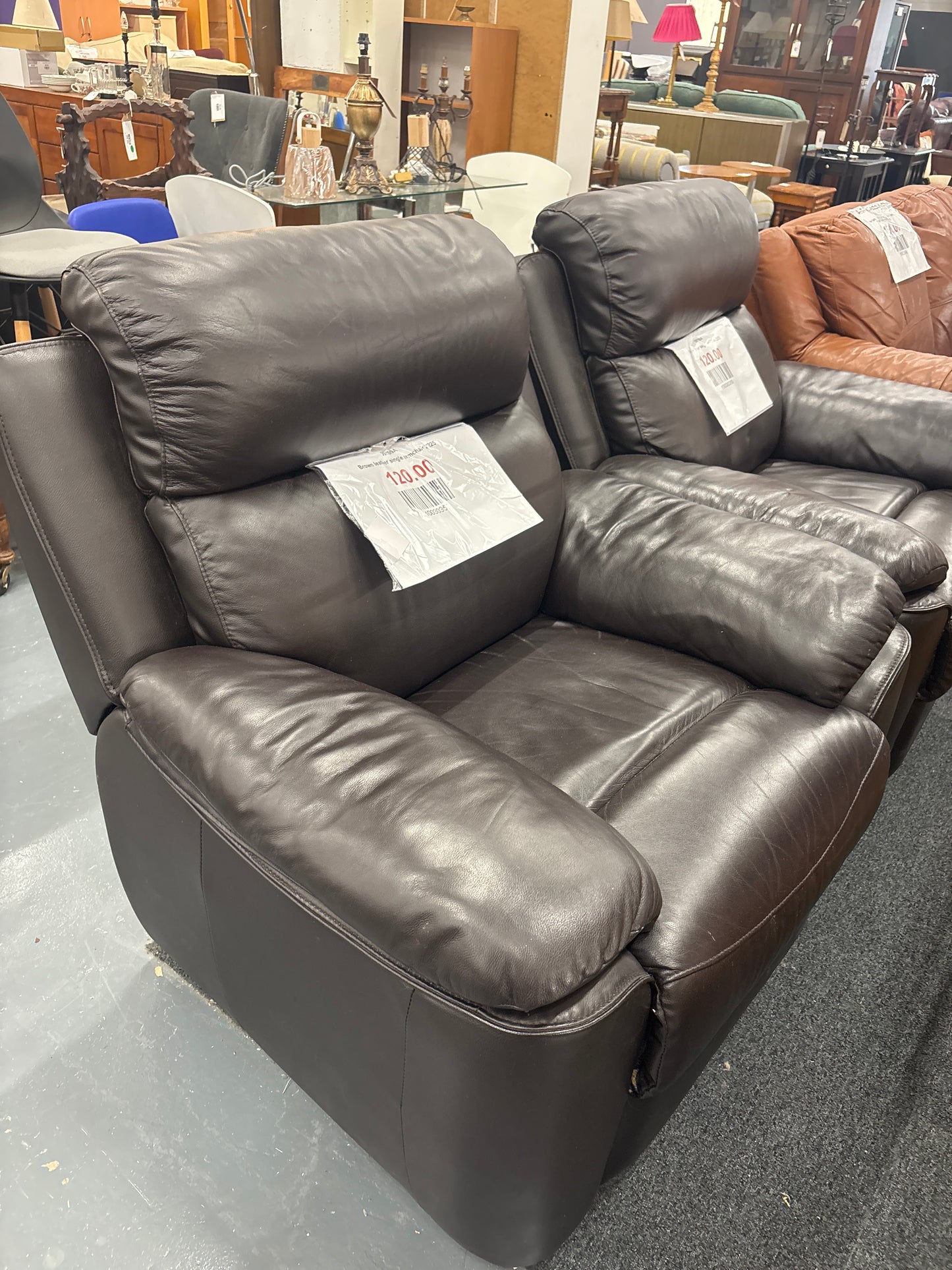 Brown leather single armchair 2225
