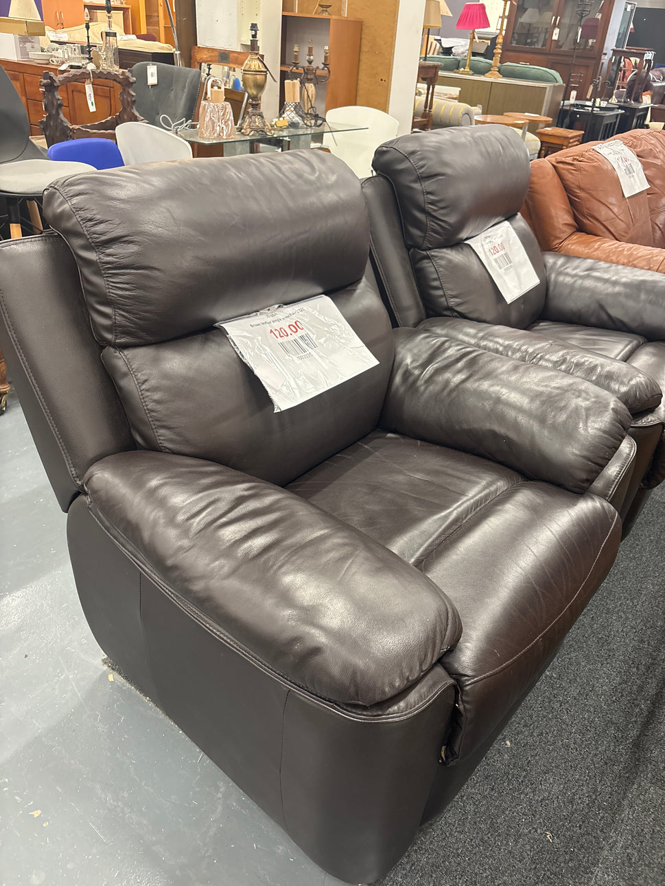 Brown leather single armchair 2225