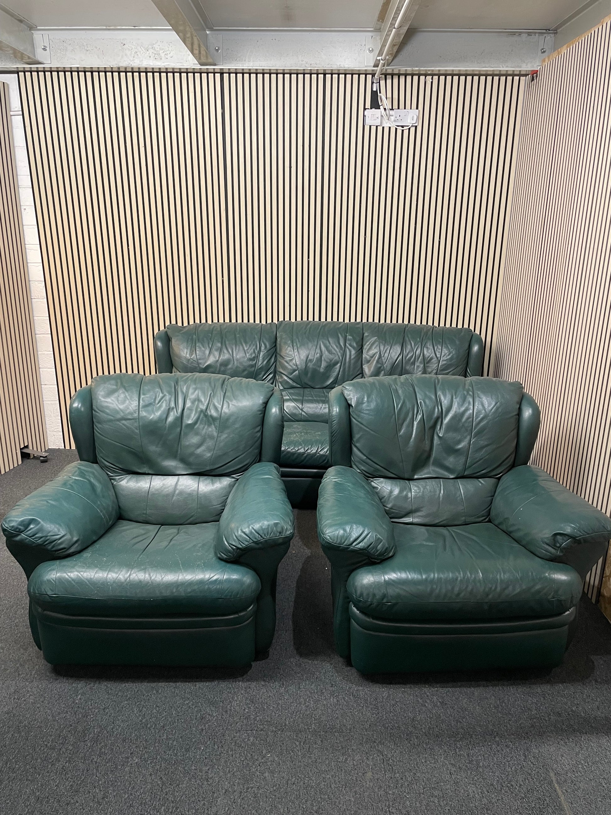 3+1+1 dark green soft leather suite  2425