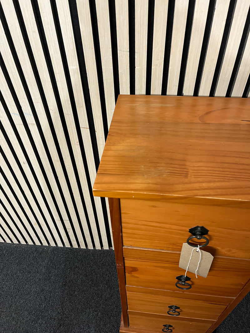 Tall slim 4 drawer pine locker (H 94 x W 36 x D 28 cm)  44766