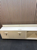 2 sliding door low white storage unit (H 60 x W 180 x D 44 cm)