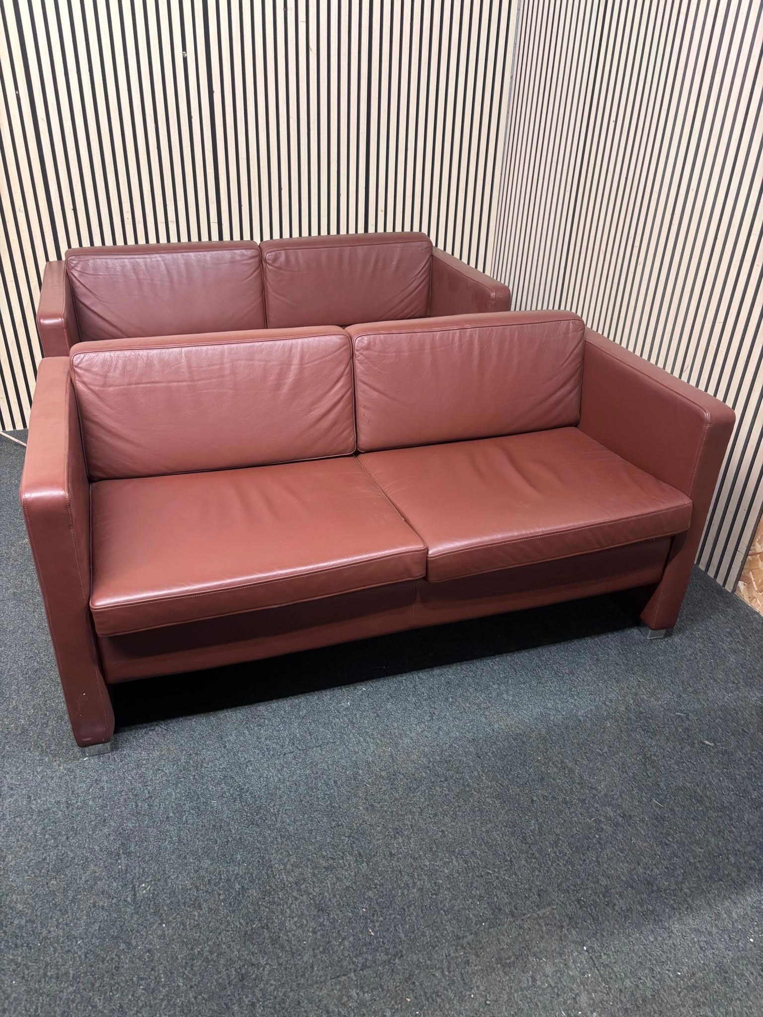 2+2 Boss design brwn leather sofa suite   44197