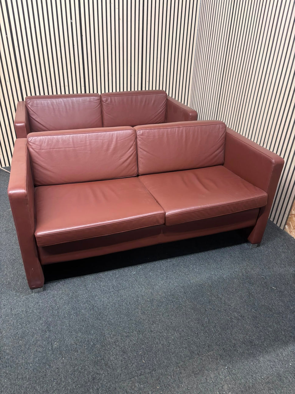2+2 Boss design brwn leather sofa suite   44197