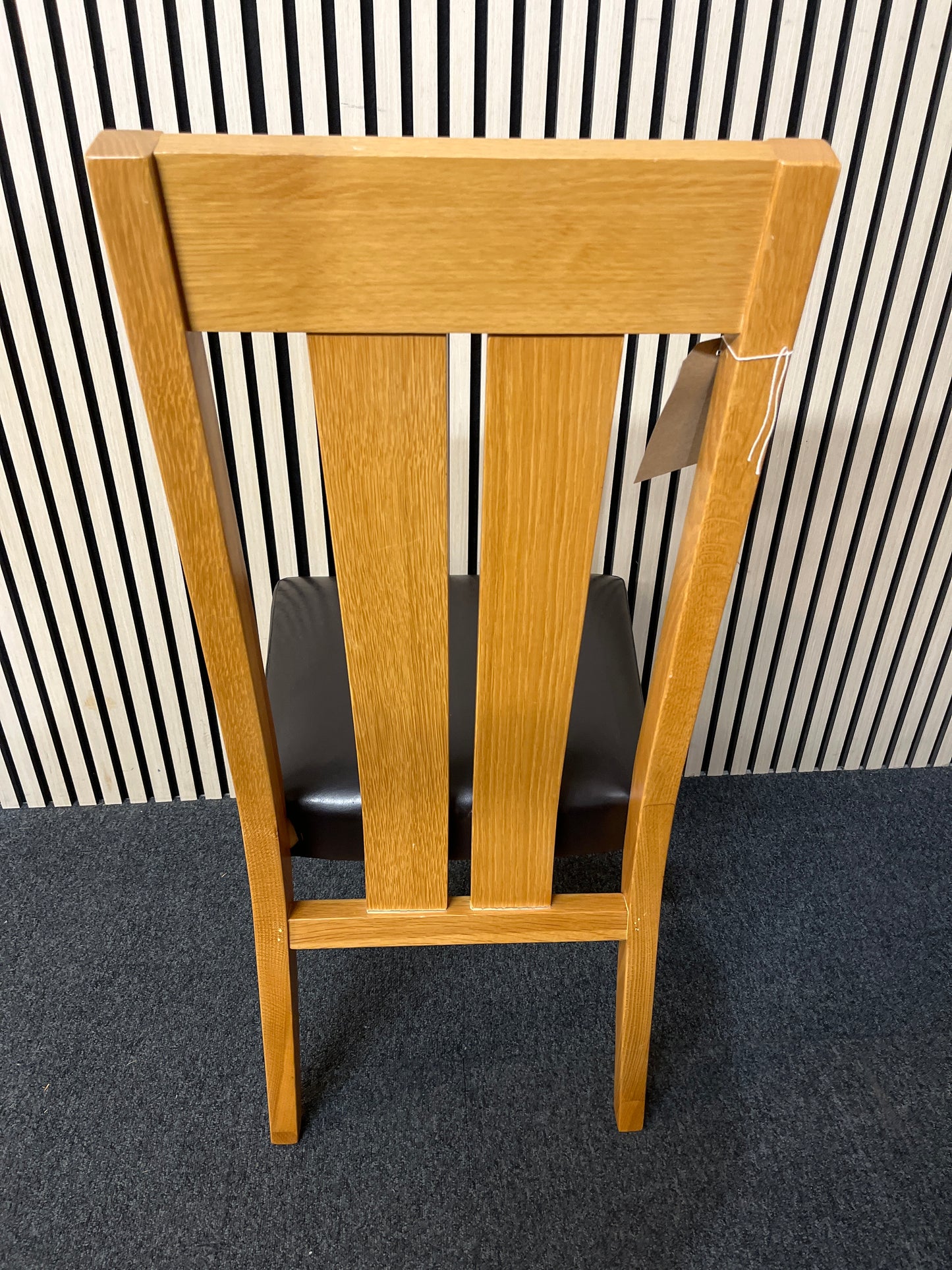 Solid beech high back dining chair with black vinyl seat 1425
