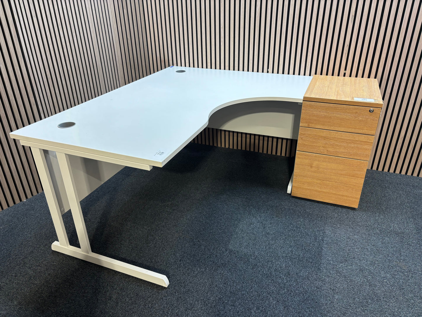 Wooden 600 desk high pedestal (600mm deep) - Oak/White
