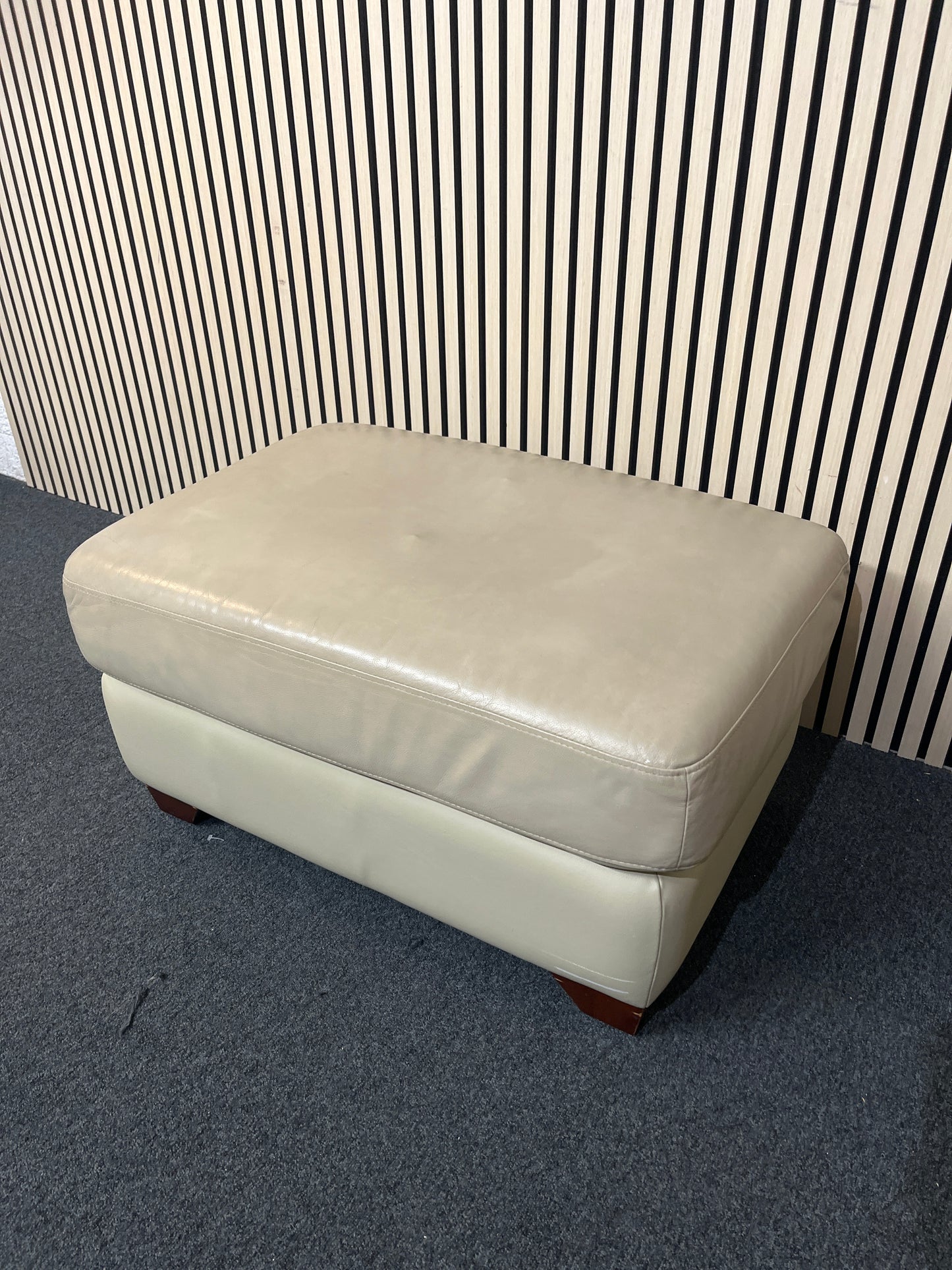 Cream leatherette square footstool 3325