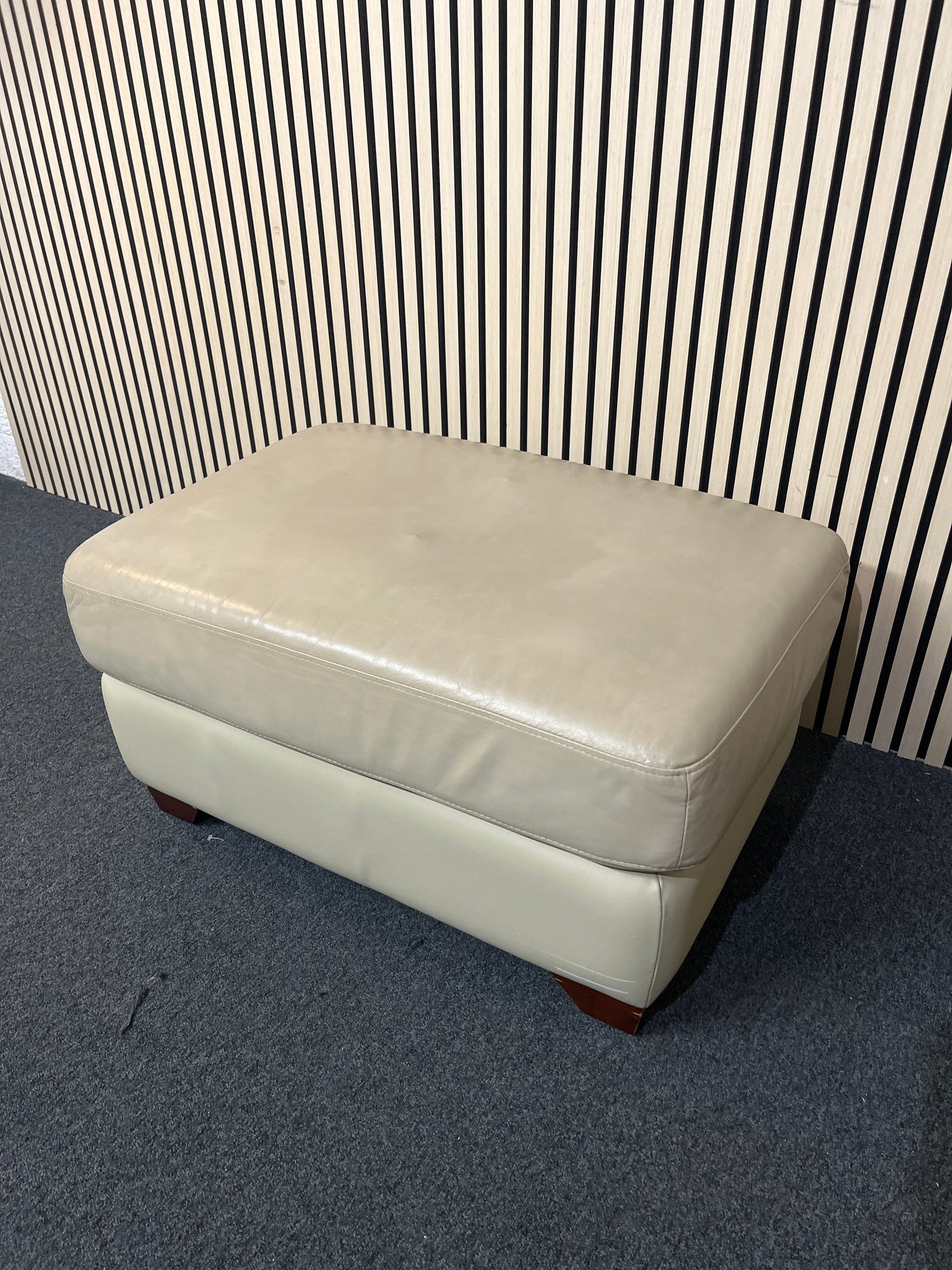 Cream leatherette square footstool 3325