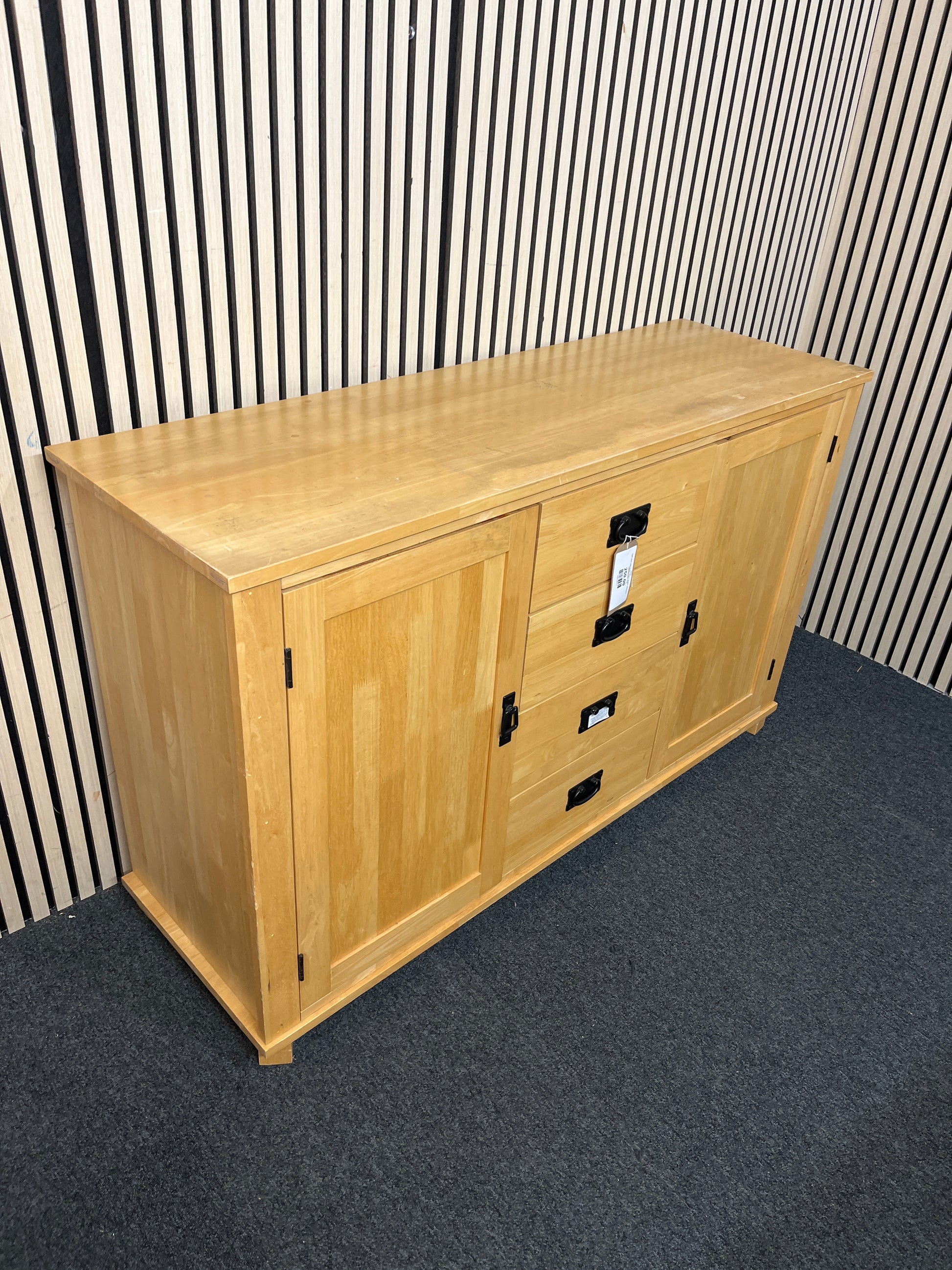 Light stain solid wood 2 door 4 drawer sideboard 140Wx85Hx45D 3126