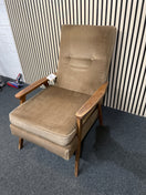 Switch High back solid wood frame, brown fabric Fireside Armchair 1126 3 image