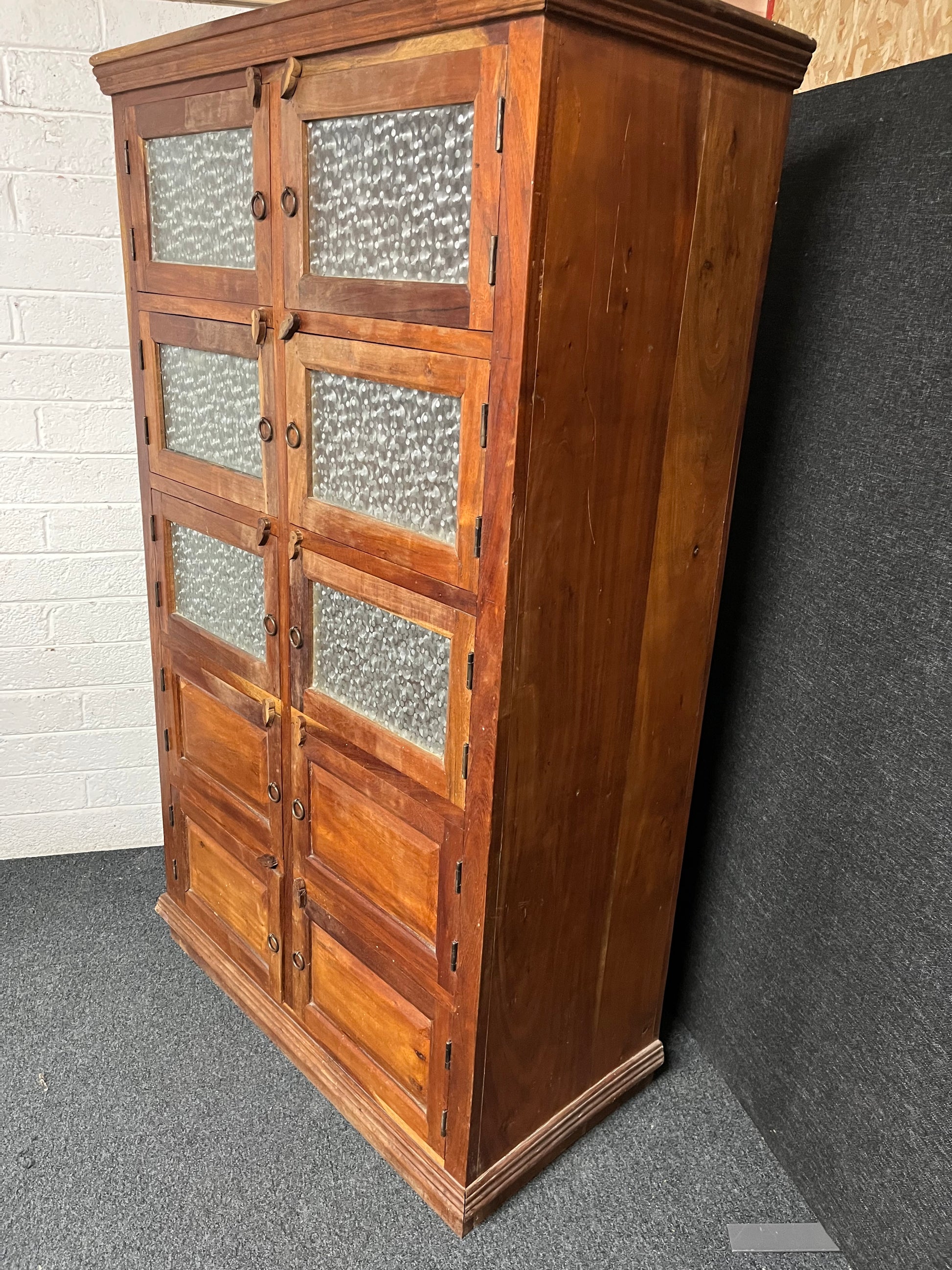 Tall solid wood 5 glass Door oriental storage unit (H 1800 x W 1060 x D 530 mm)  1225