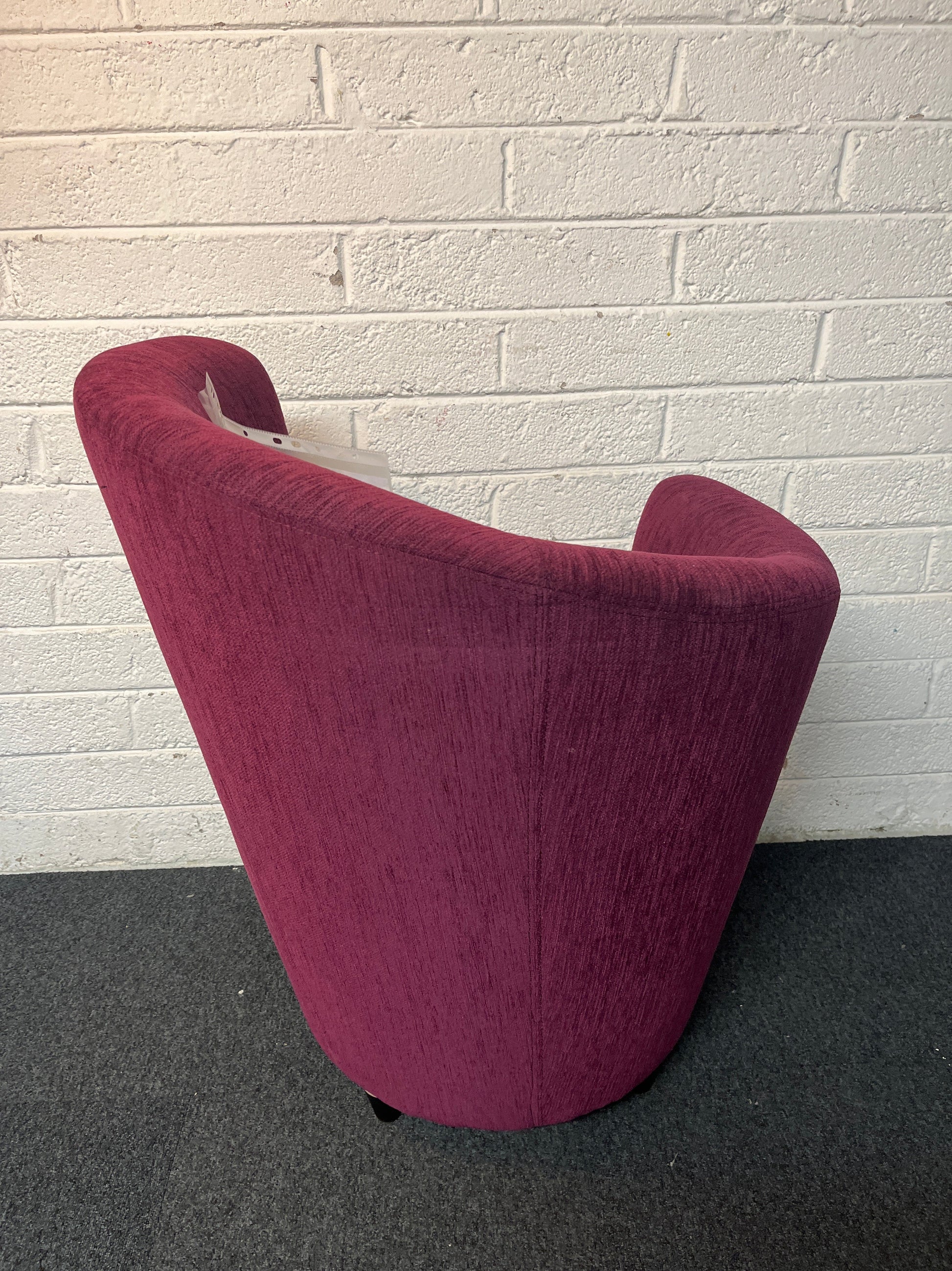Sculpted curved back occasional chair in pink fabric 2225