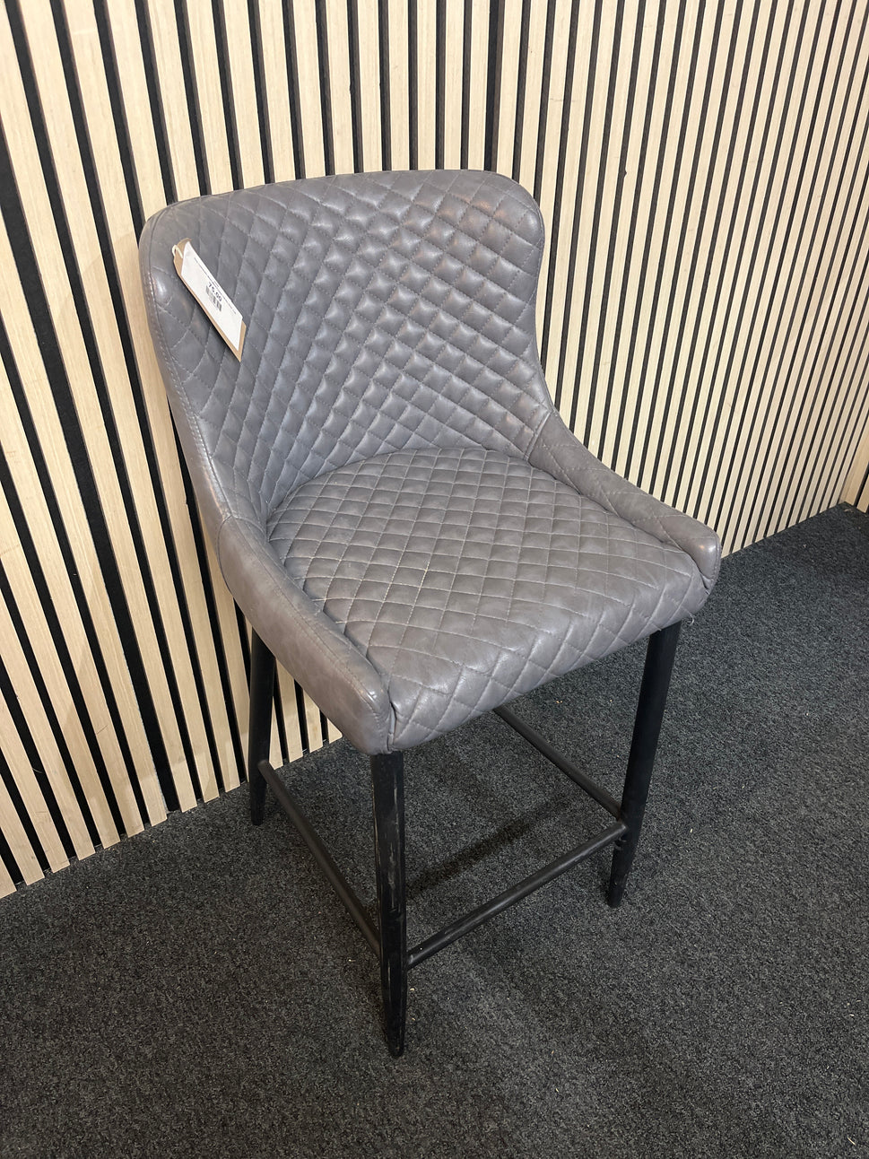 Grey Leatherette, Black Metal Framed, Tall Bar Stool  1126