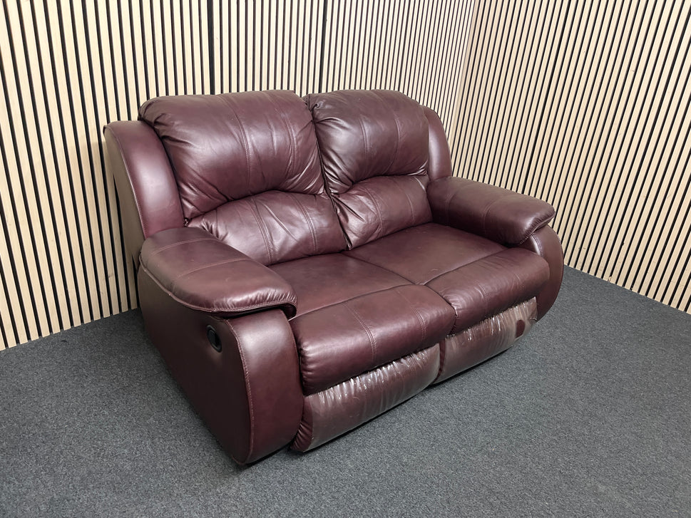 Dark brown 2 seater leather recliner sofa  44371