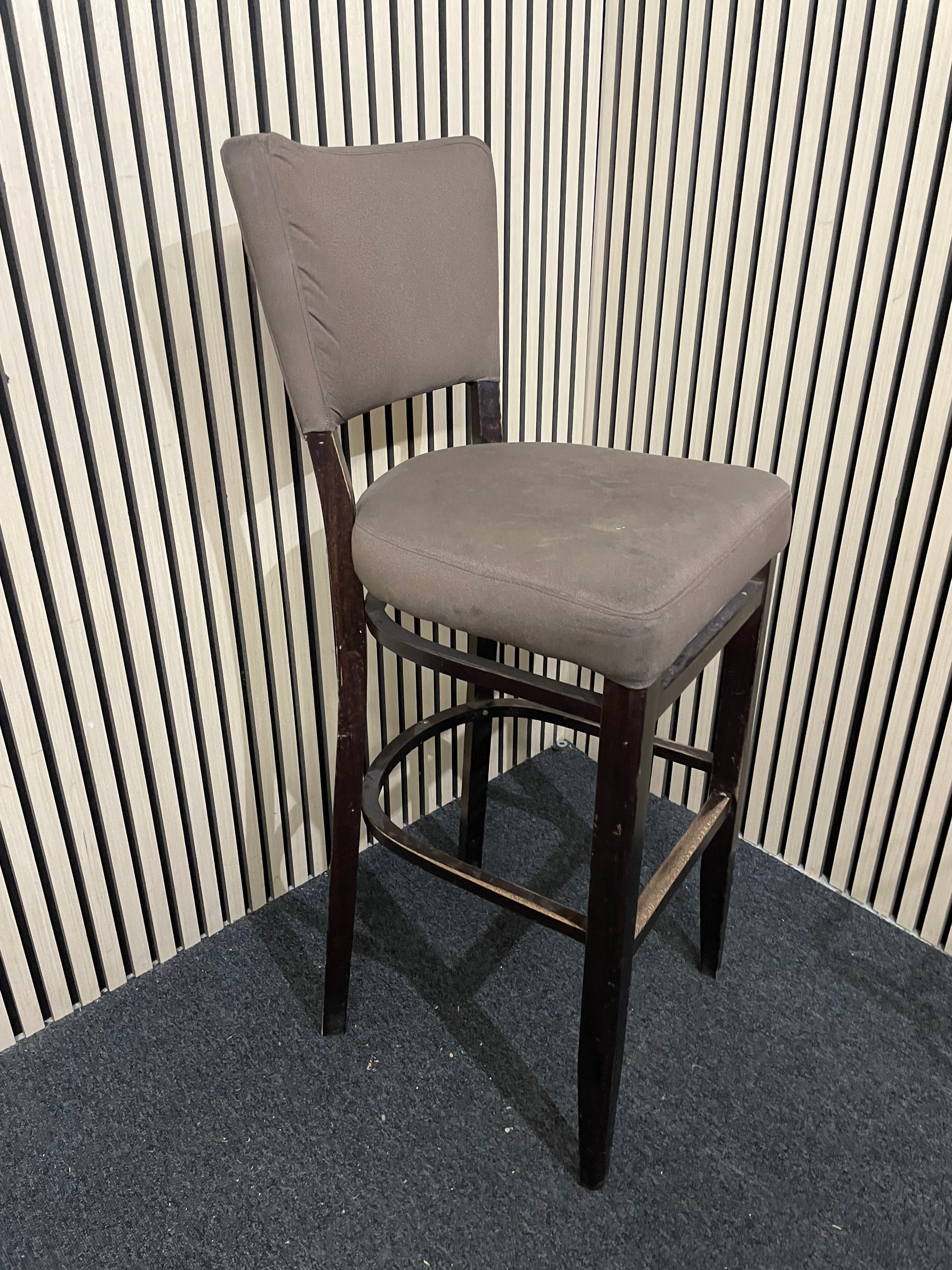 Brown fabric tall stools with back  1126