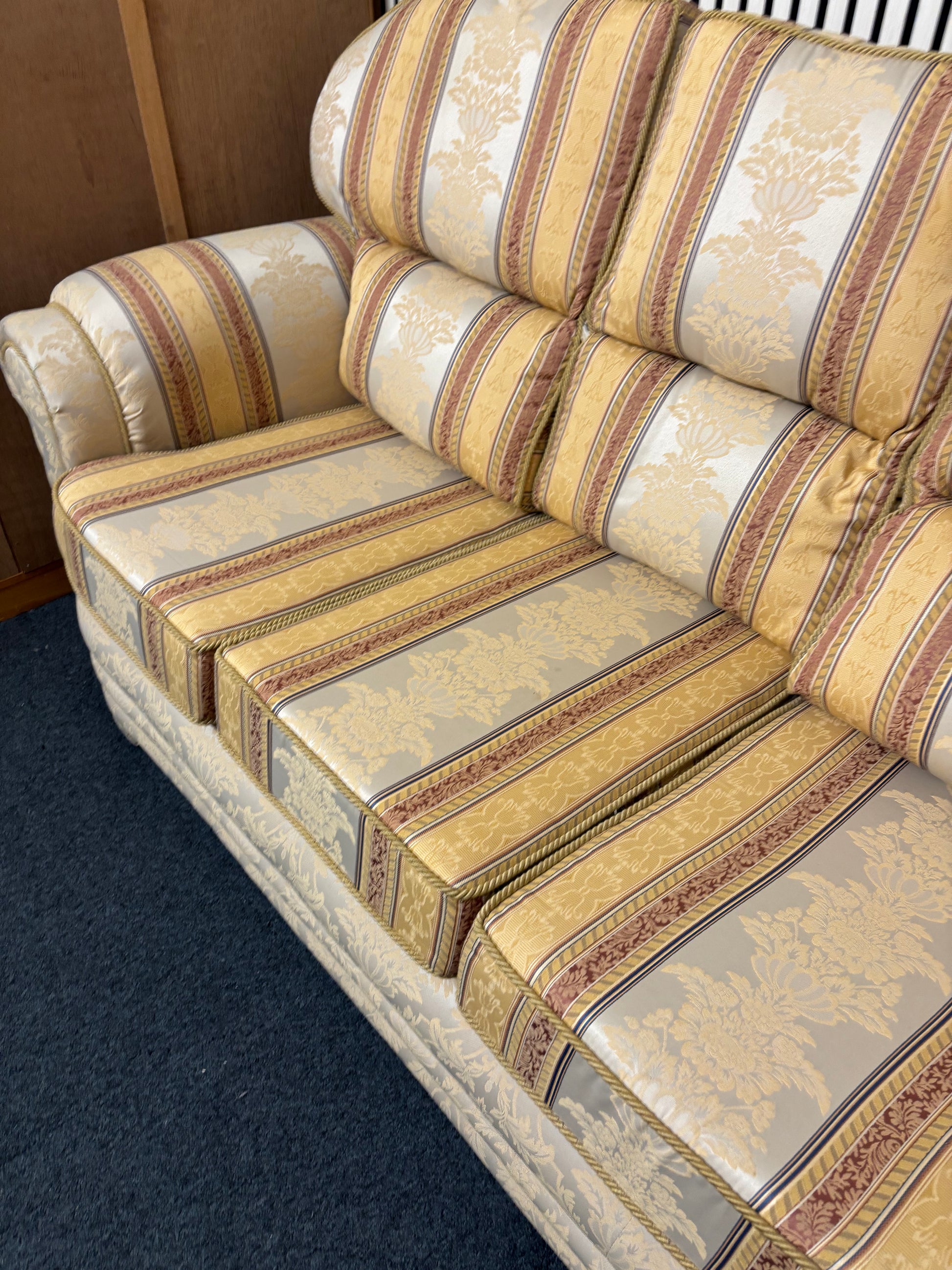 3+1+1 mixed cream fabric sofa suite with gold detailing 43677