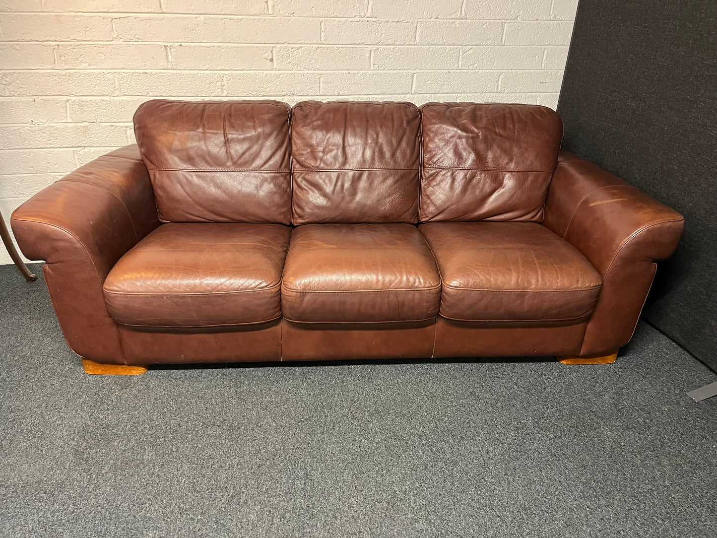 3 seater Italsofa dark brown leather sofa 2225