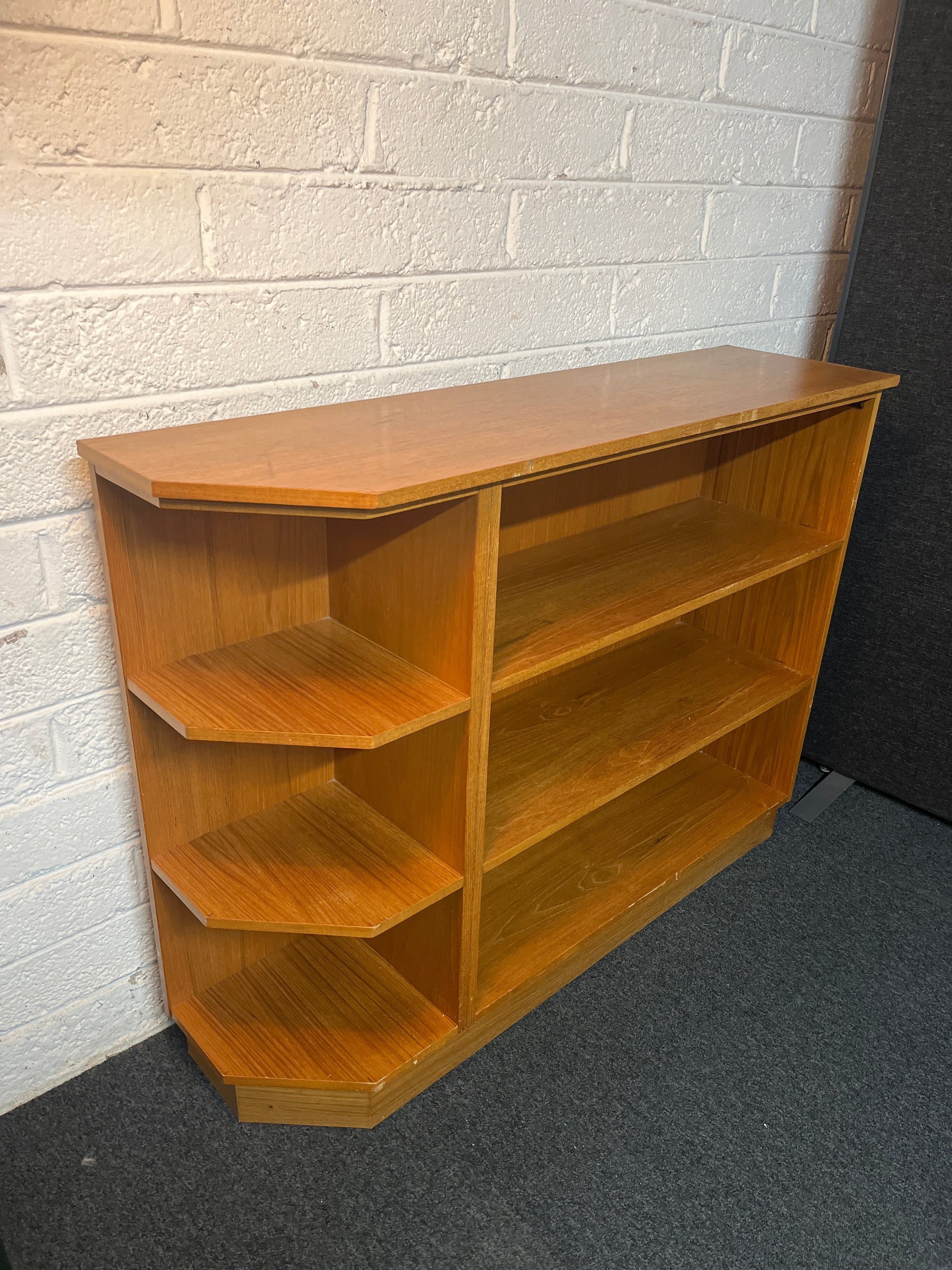 Teak stained long open bookcase 1170Lx920Hx320D 2225