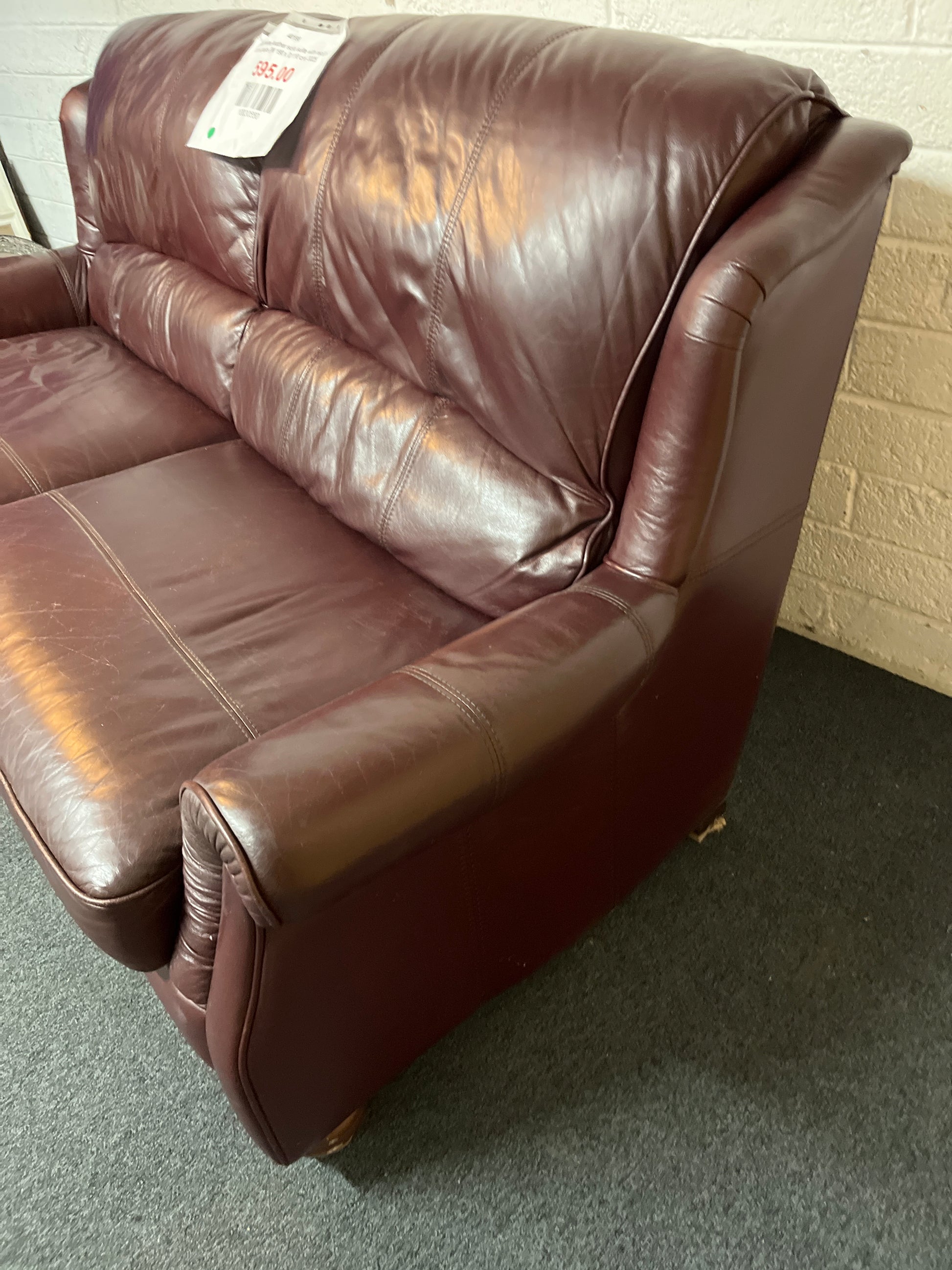 3+1+1 Real wine leather sofa suite with reclining armchairs (W 190 x D 110 cm) 3225
