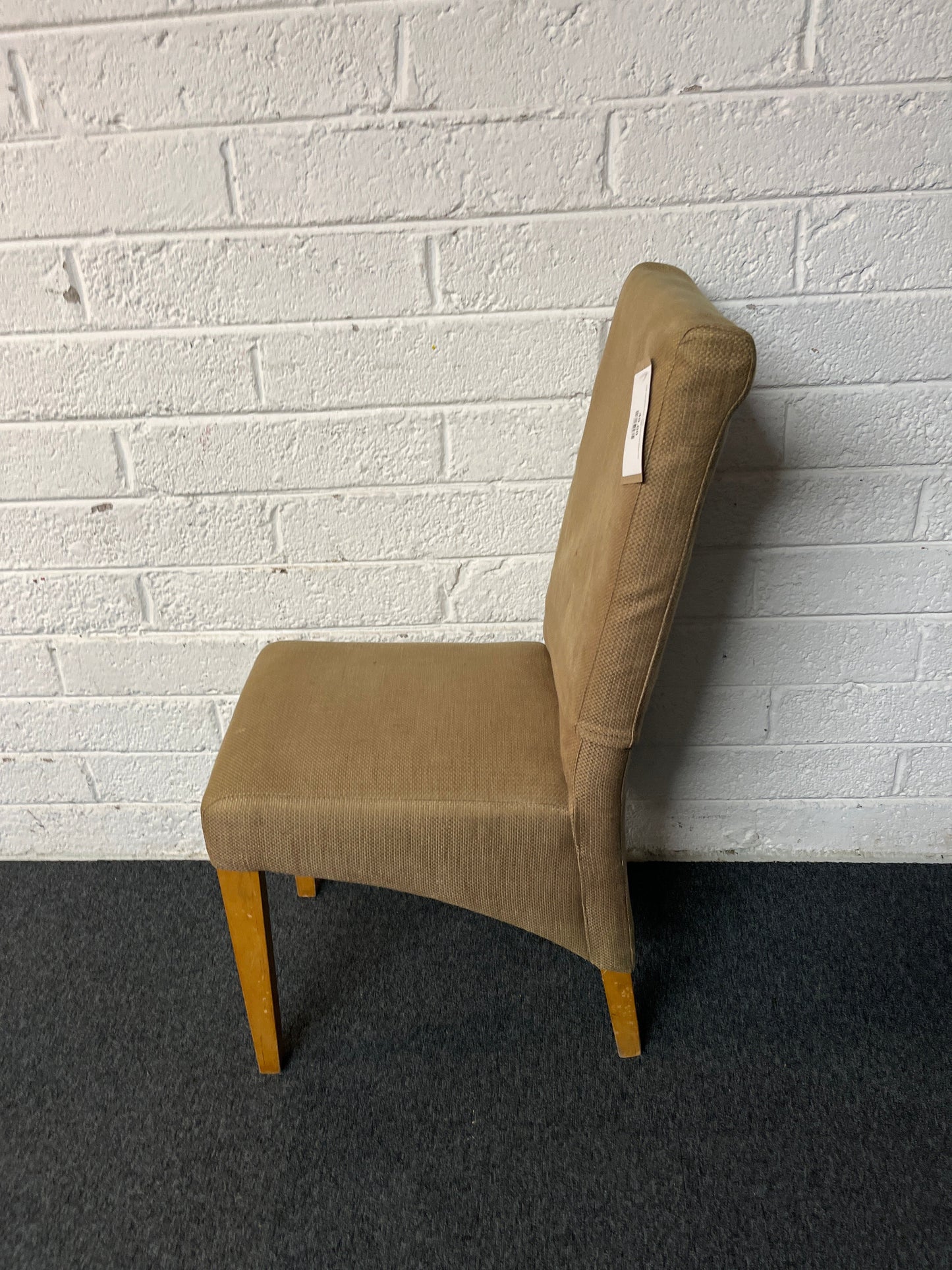 High back Brown fabric, solid wood frame dining chair 1225