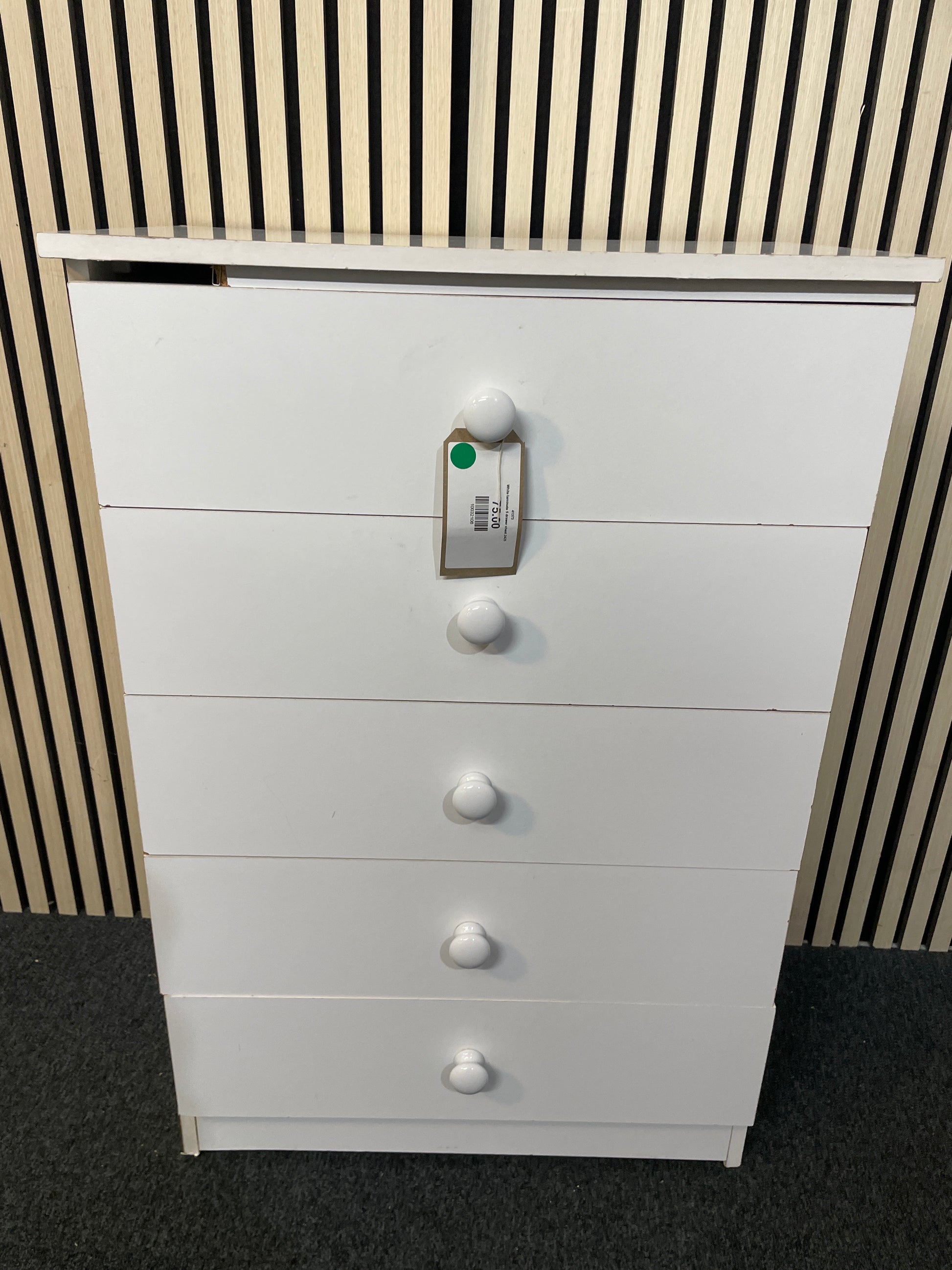White laminate 5 drawer chest 2425