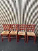 Switch Red stained beech framed dining chair with sugain seat (SET OF 4) 1126 2 image