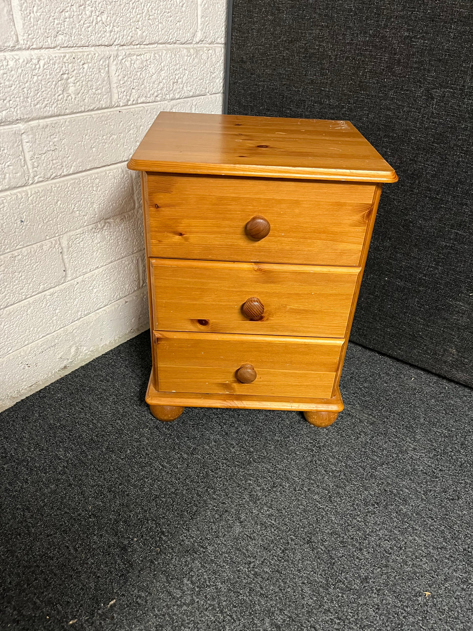 3 drawer pine bedside locker  1225
